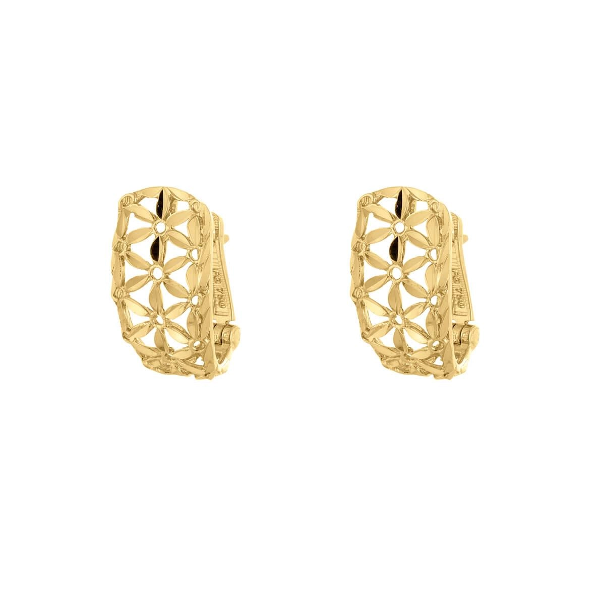 Brinco Ouro 18k Flor Diamantada Com Trava