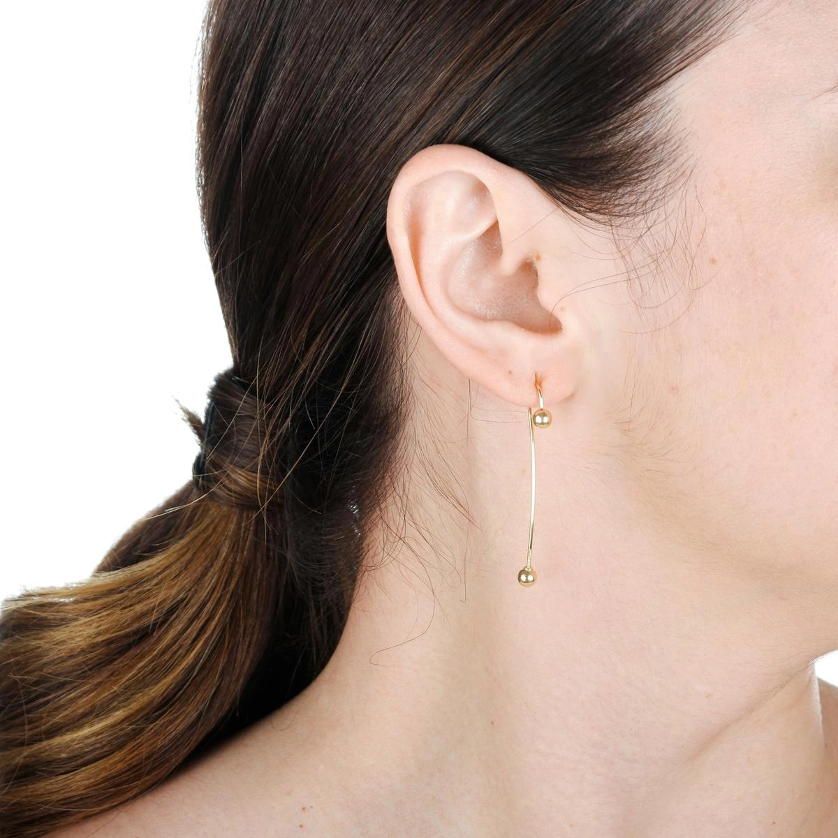 Brinco Ouro 18k Gancho 4.15cm Bola