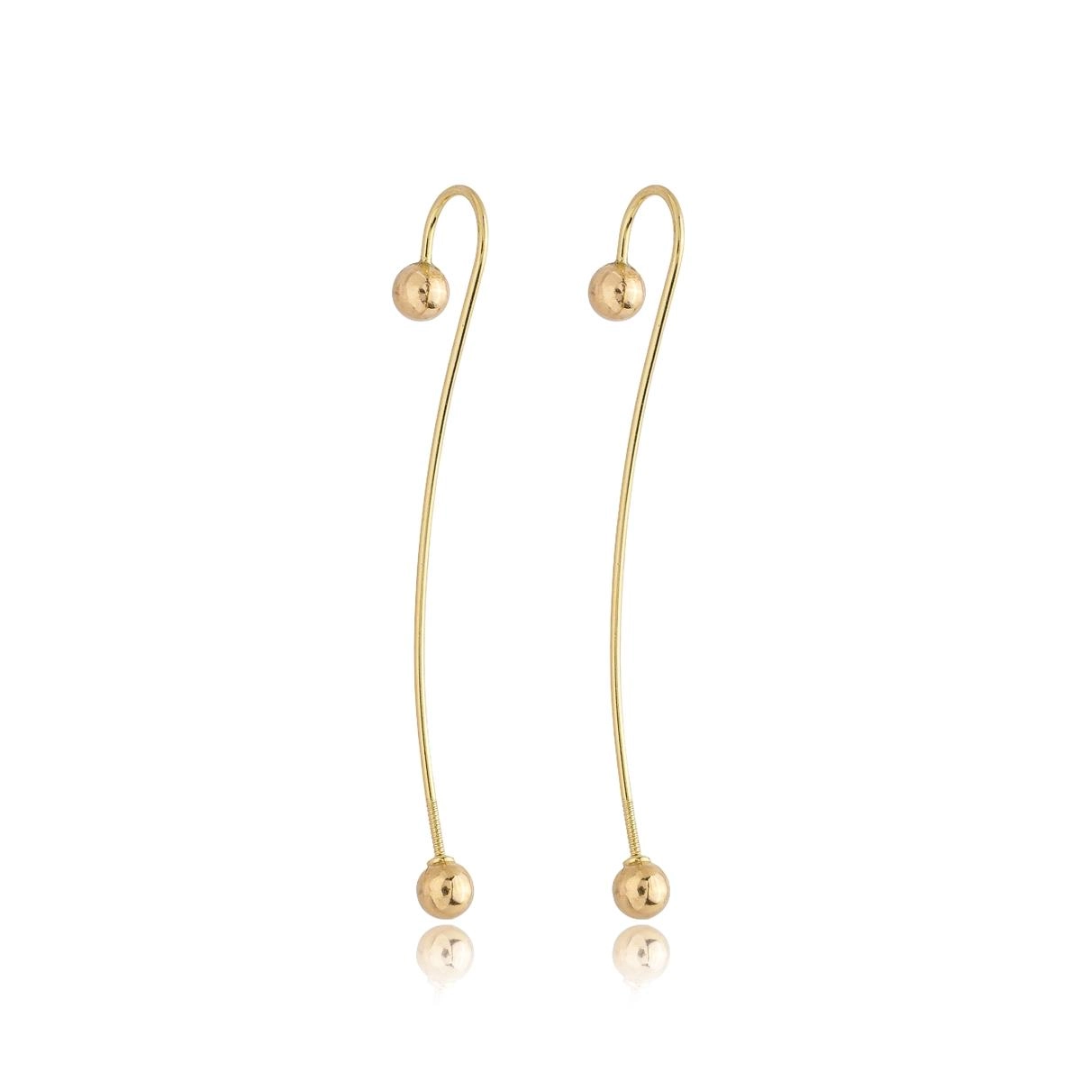 Brinco Ouro 18k Gancho 5cm Bola