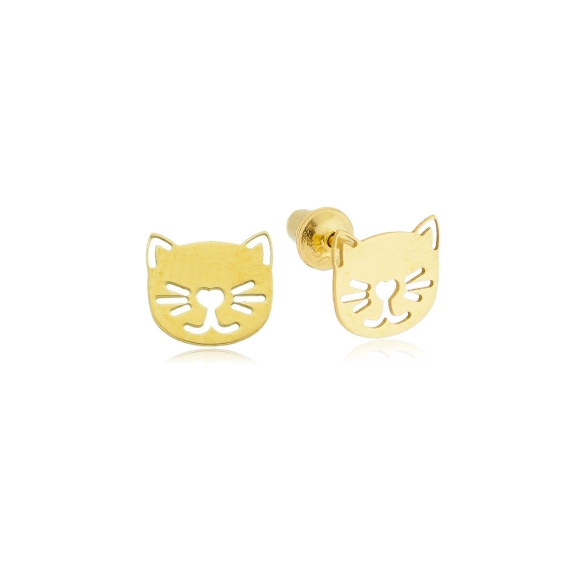 Brinco Ouro 18k Gato 6.00mm
