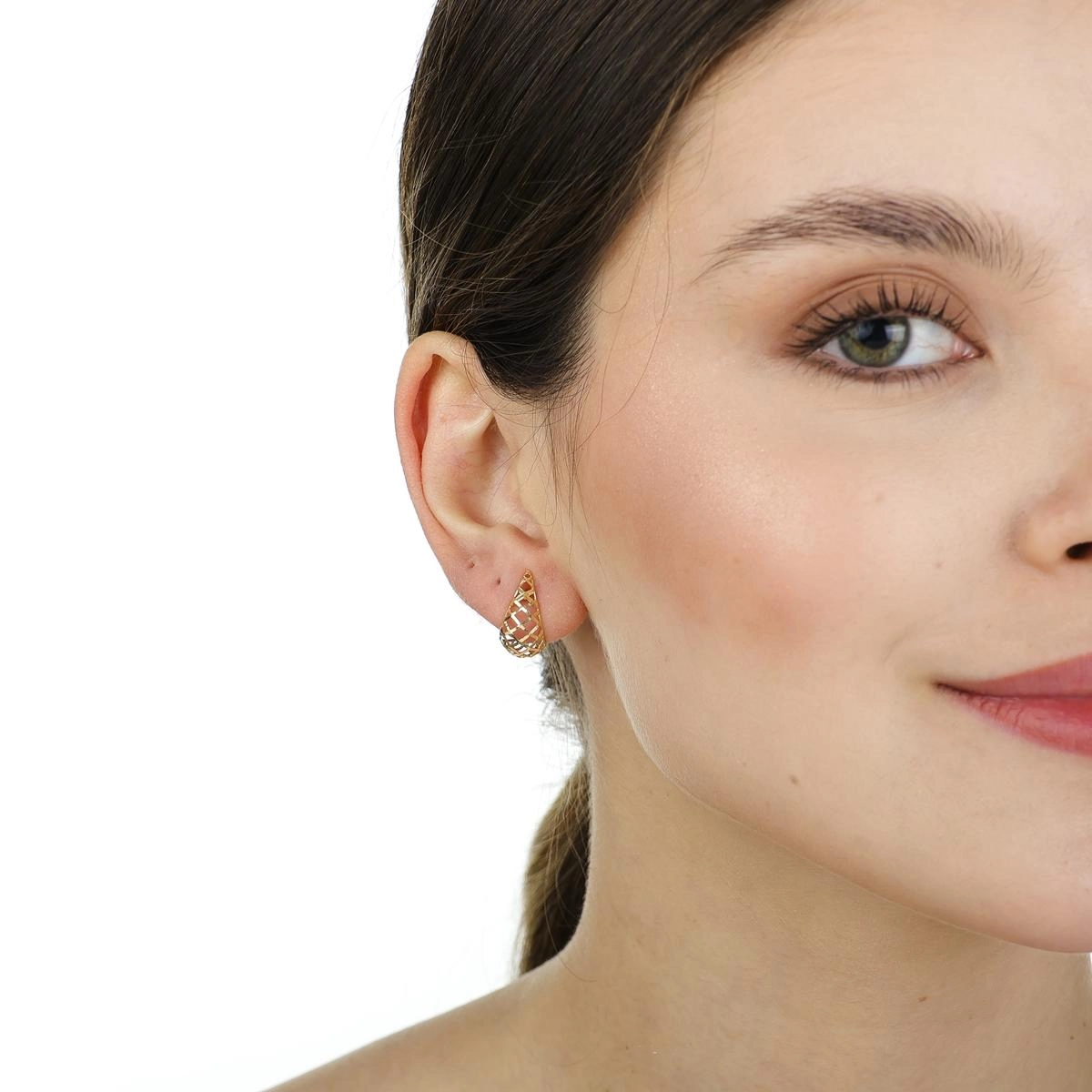 Brinco Ouro 18k Gota Vazada 1.60cm