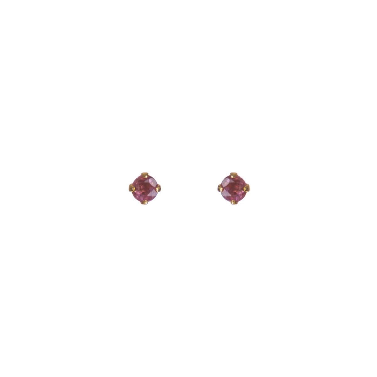 Brinco Ouro 18k Infantil C/ Rubi 2.5 Pontos 0.20 gramas
