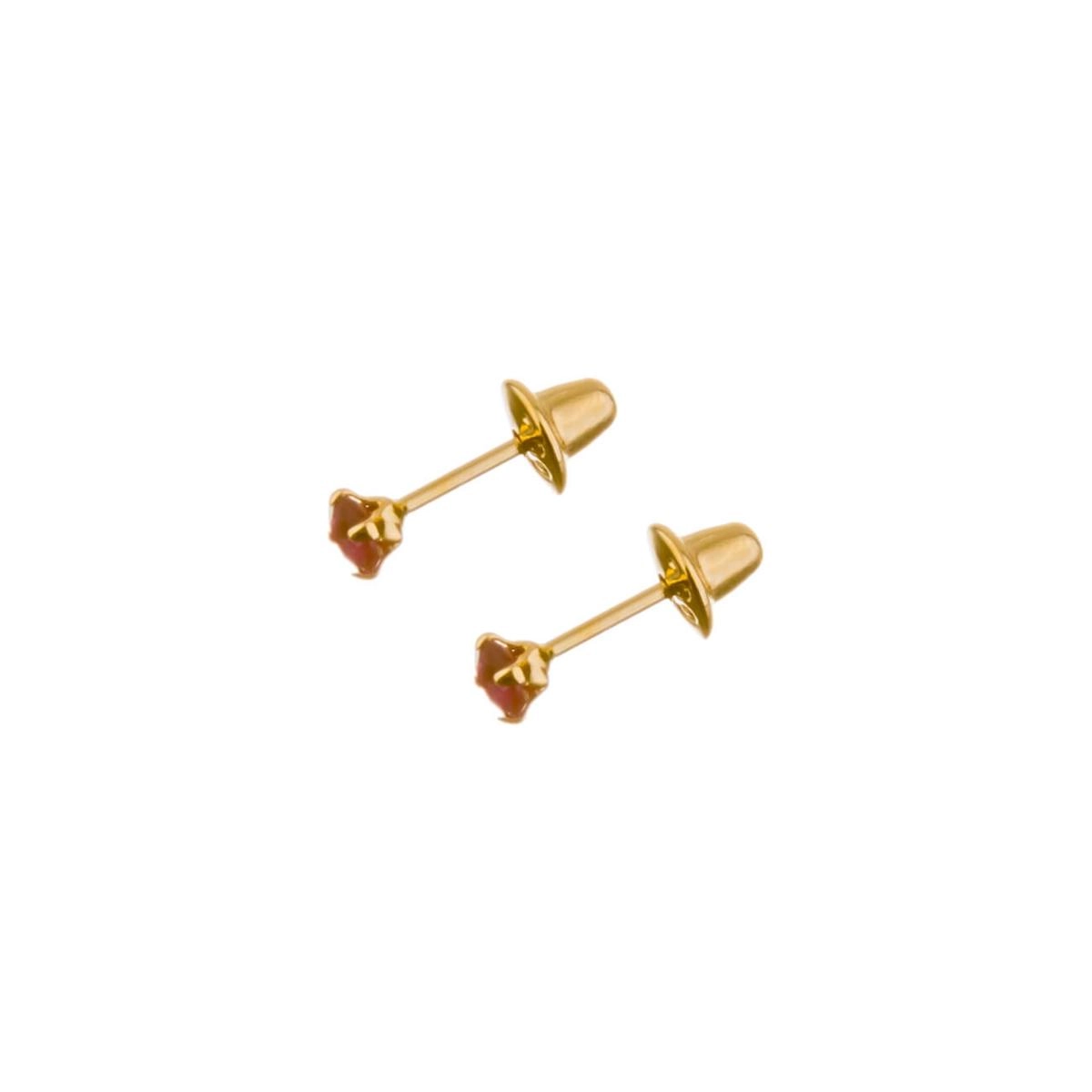Brinco Ouro 18k Infantil C/ Rubi 2.5 Pontos 0.20 gramas