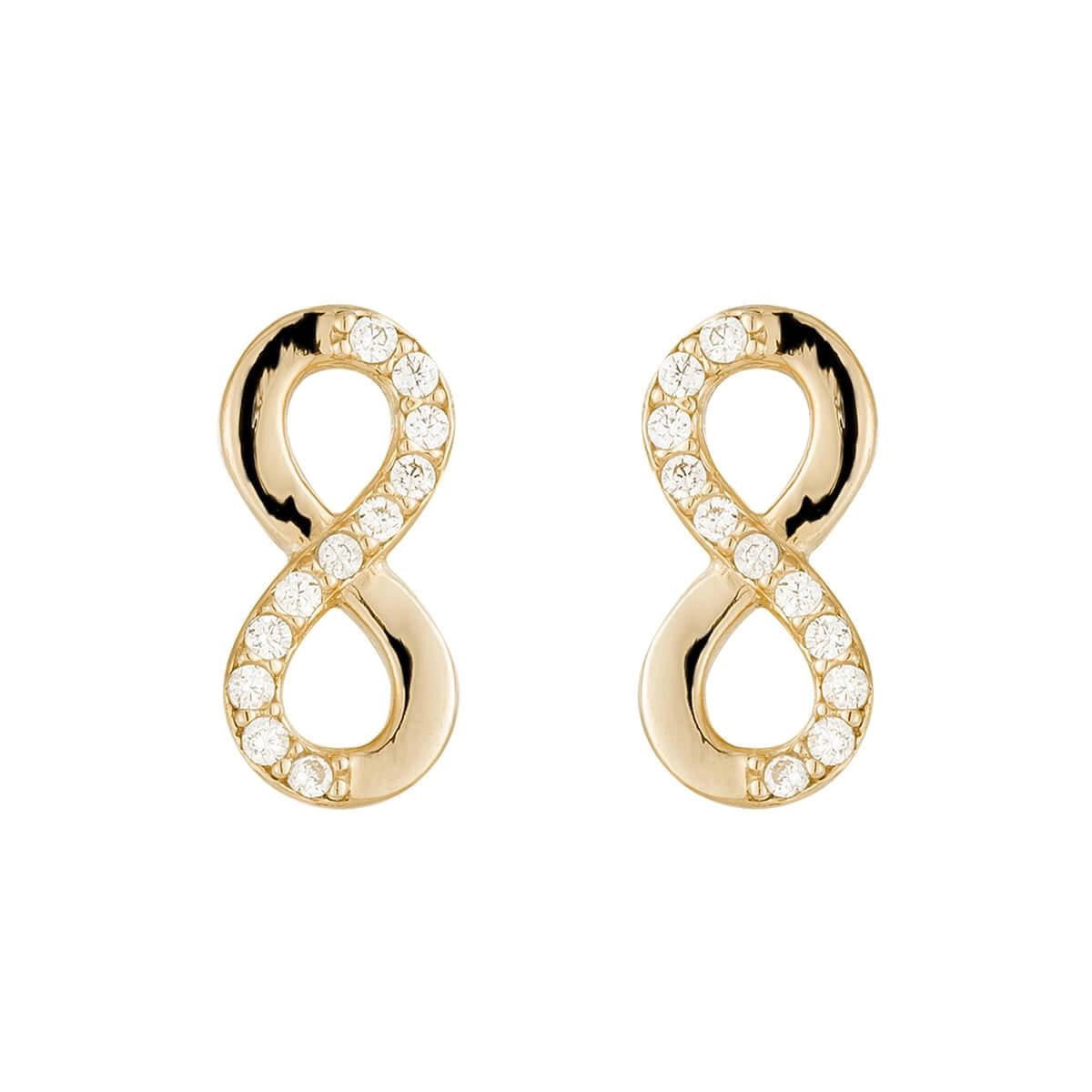 Brinco Ouro 18k Infinico C/ Pedras 10.70mm