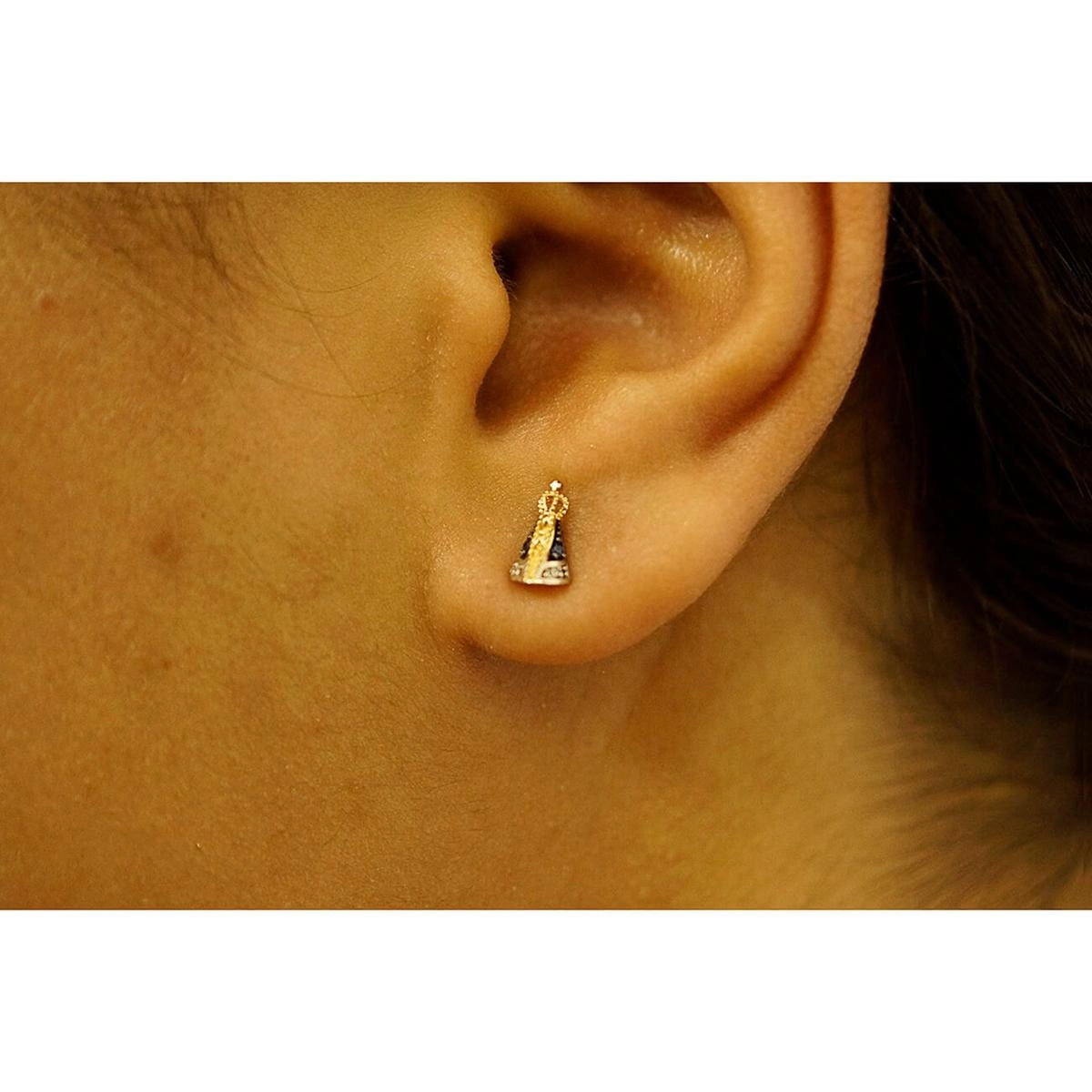 Brinco Ouro 18k Nossa Senhora 0.90 gramas