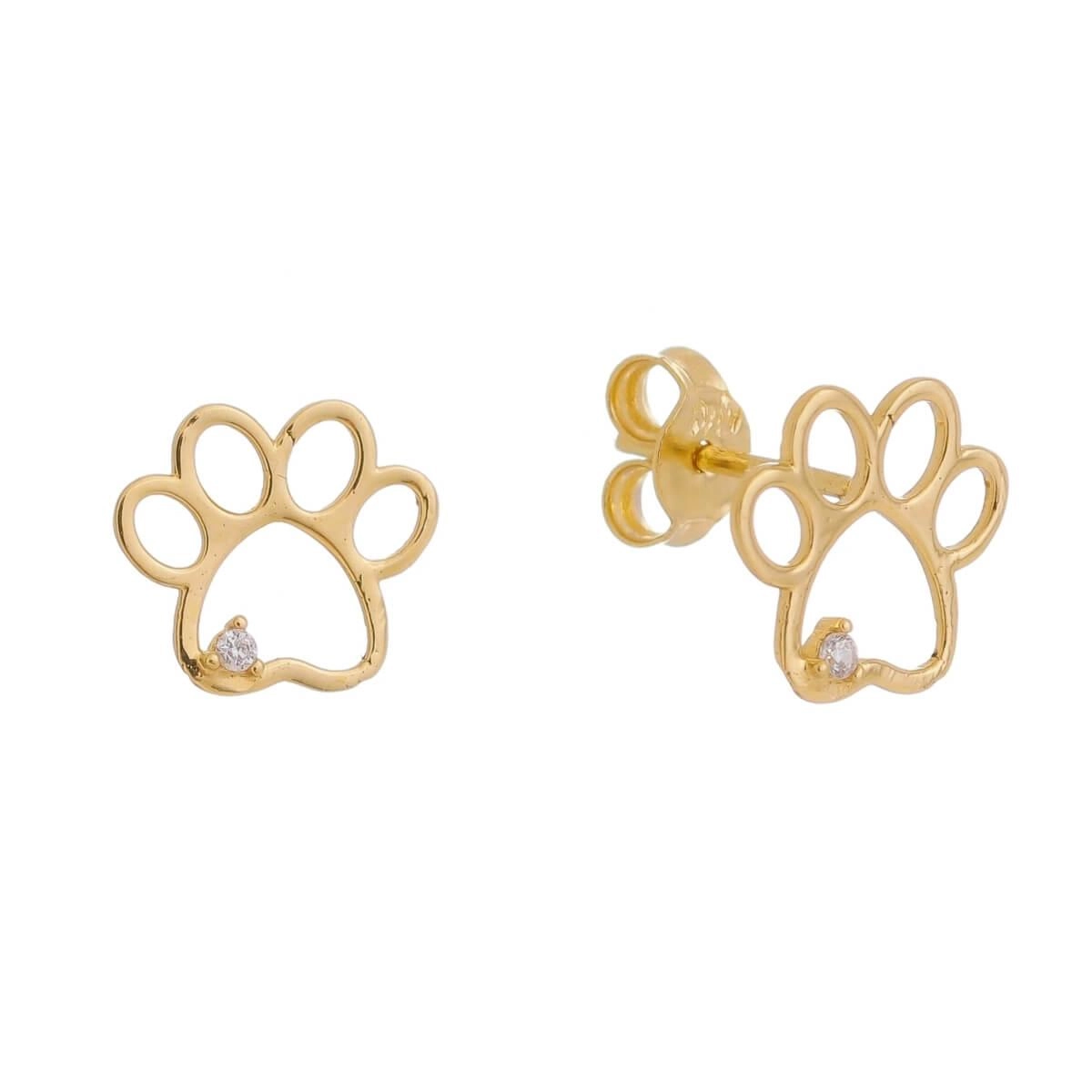Brinco Ouro 18k Patinha C/Zircônia 9mm