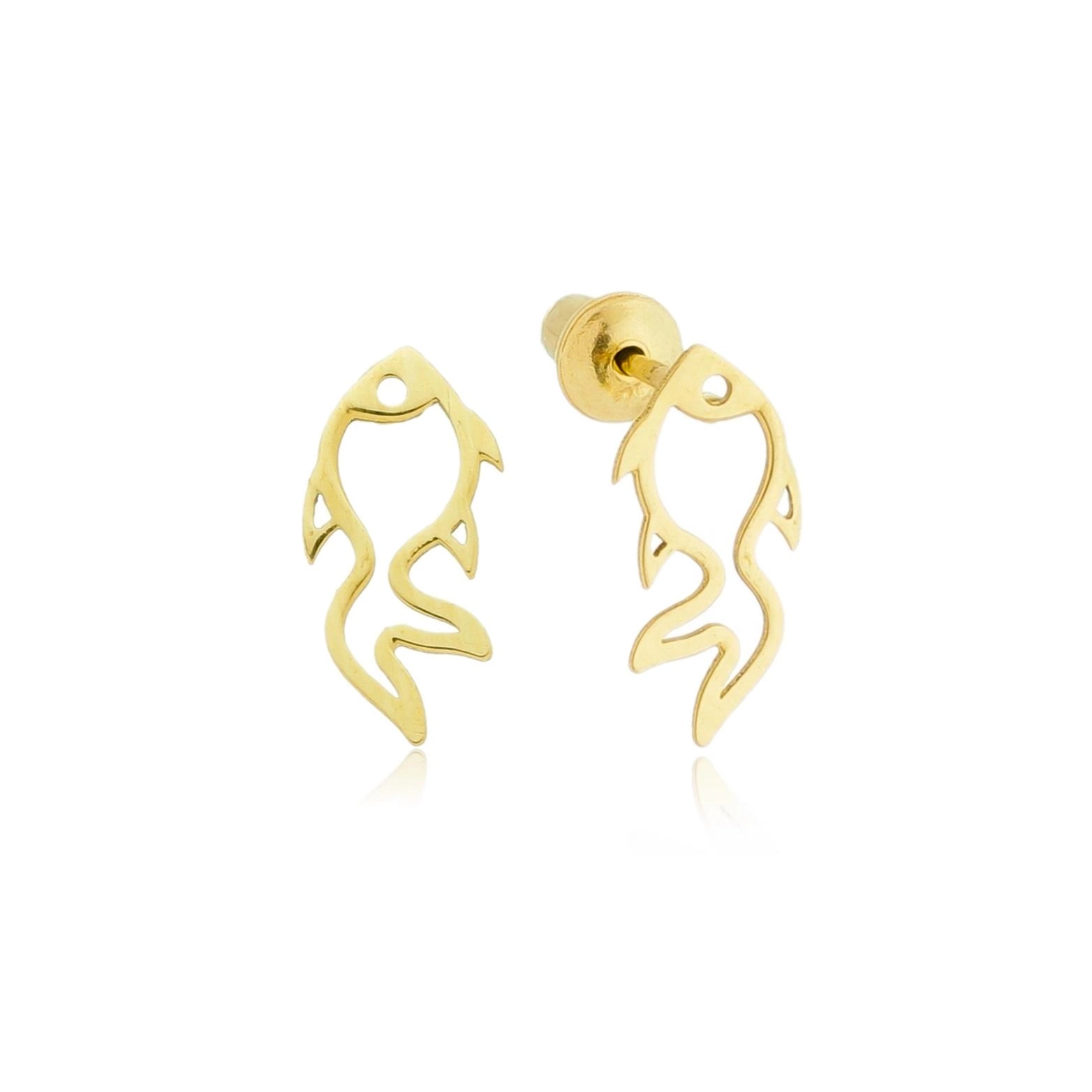 Brinco Ouro 18k Peixe 5.00mm