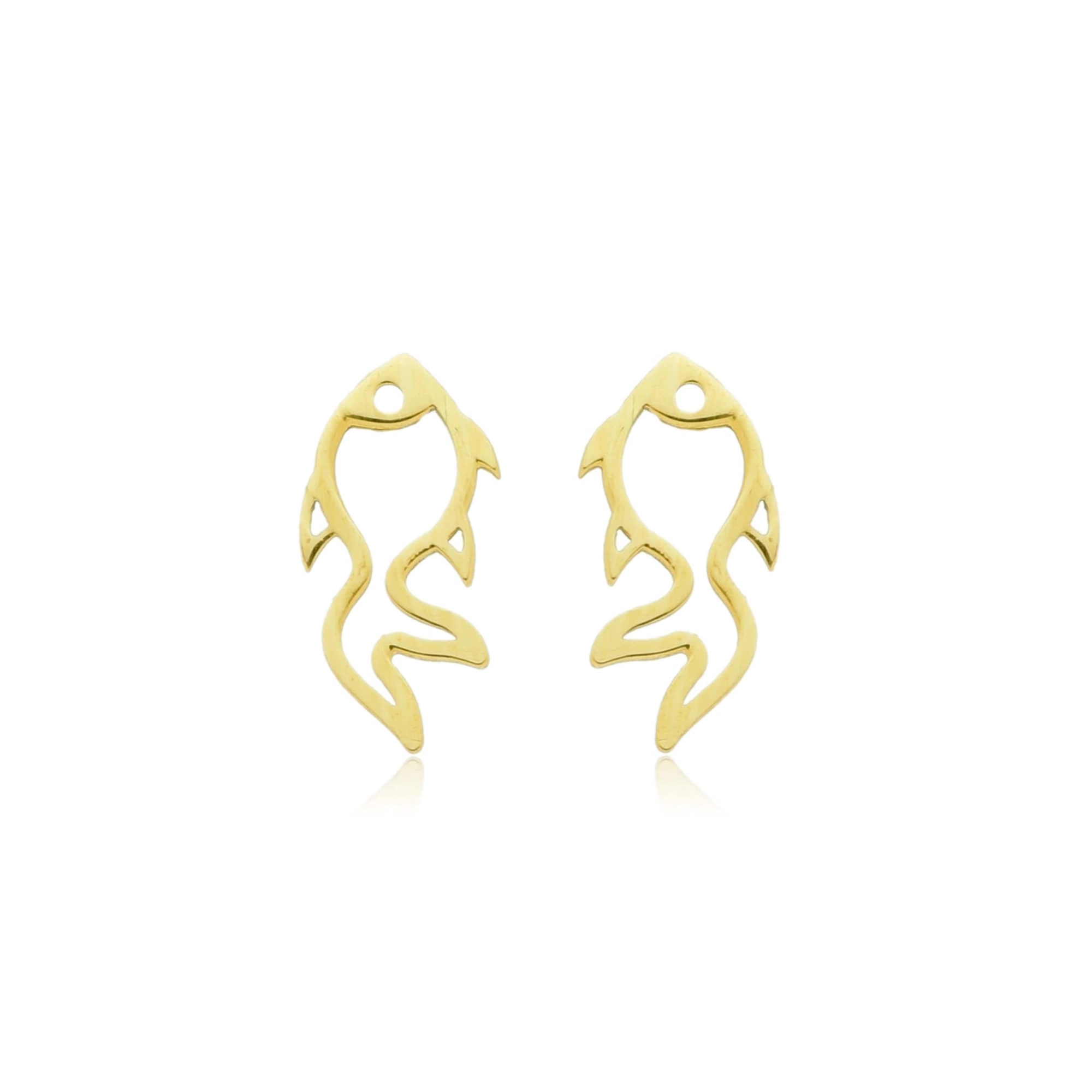 Brinco Ouro 18k Peixe 5.00mm