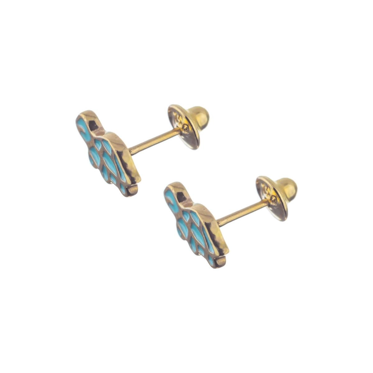 Brinco Ouro 18k Tartaruga Azul Bebê 1.10 gramas