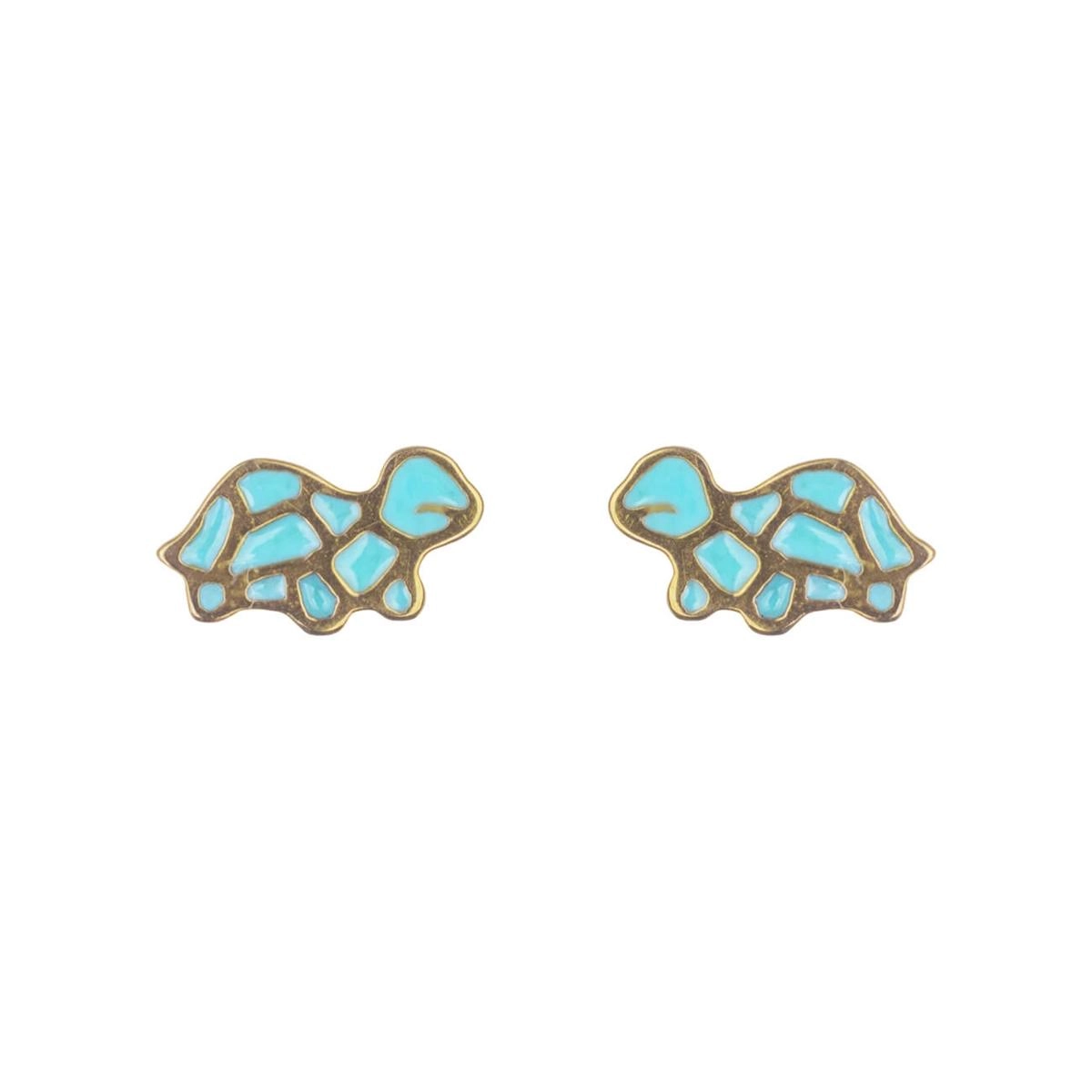 Brinco Ouro 18k Tartaruga Azul Bebê 1.10 gramas