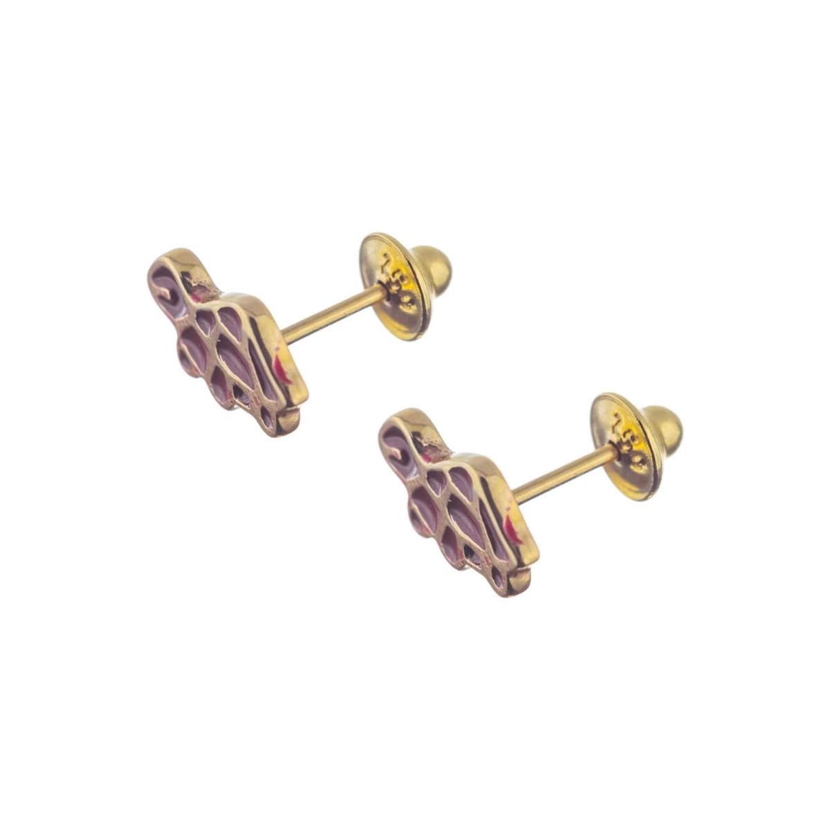 Brinco Ouro 18k Tartaruga Vermelha 1.10 gramas
