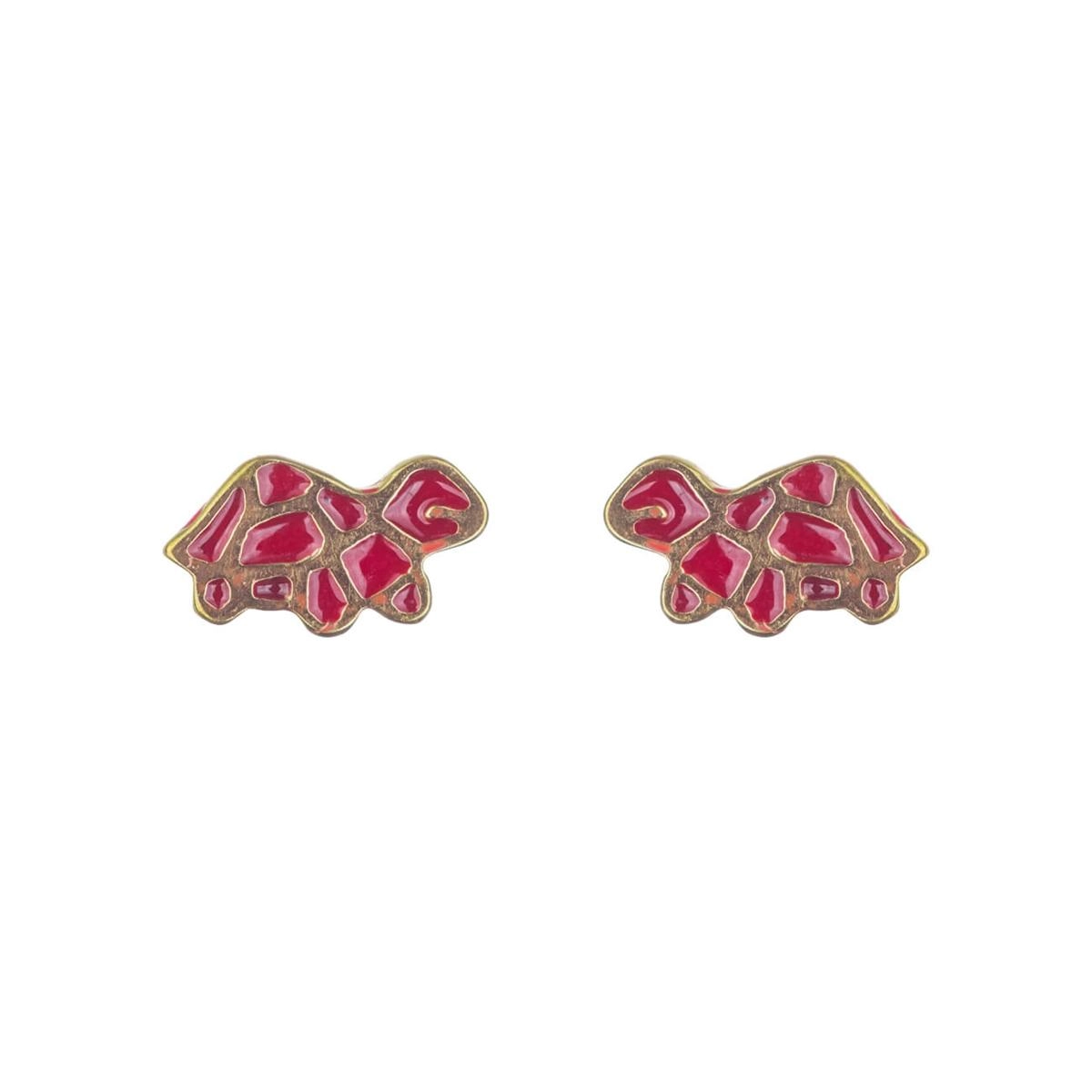 Brinco Ouro 18k Tartaruga Vermelha 1.10 gramas