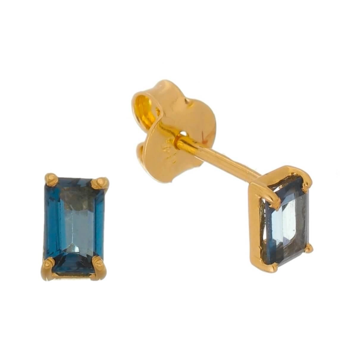 Brinco Ouro 18k Topázio Azul 5.30mm