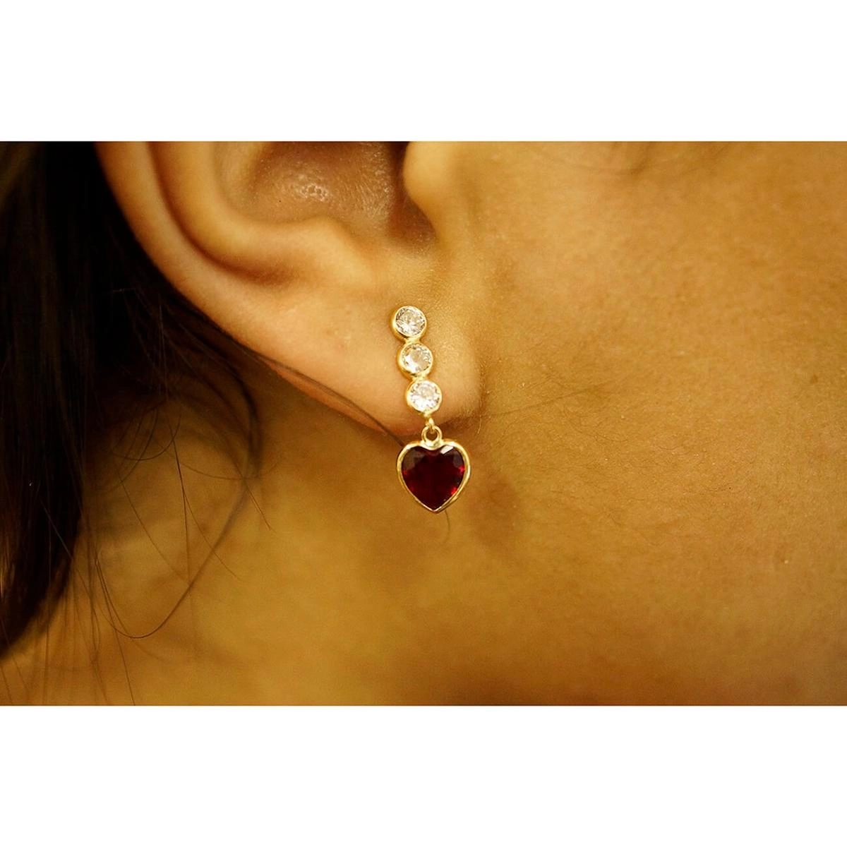 Brinco Ouro 18k Três Marias Vermelho 1.75 gramas
