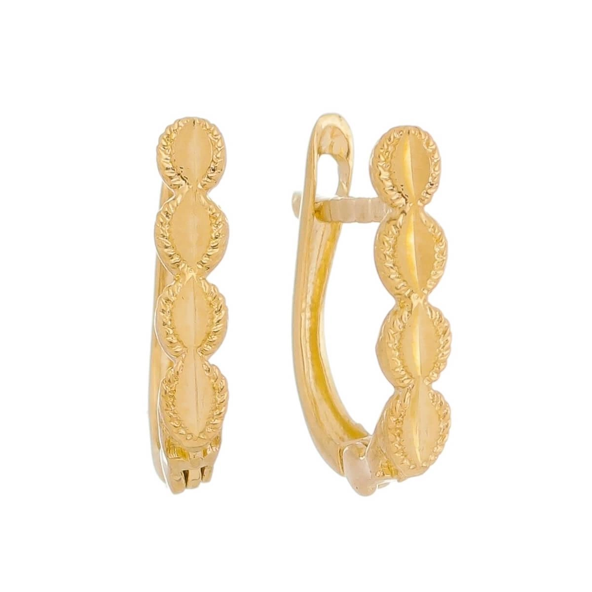 Brinco Ouro 18k Trabalhada C/Trava 11.20mm