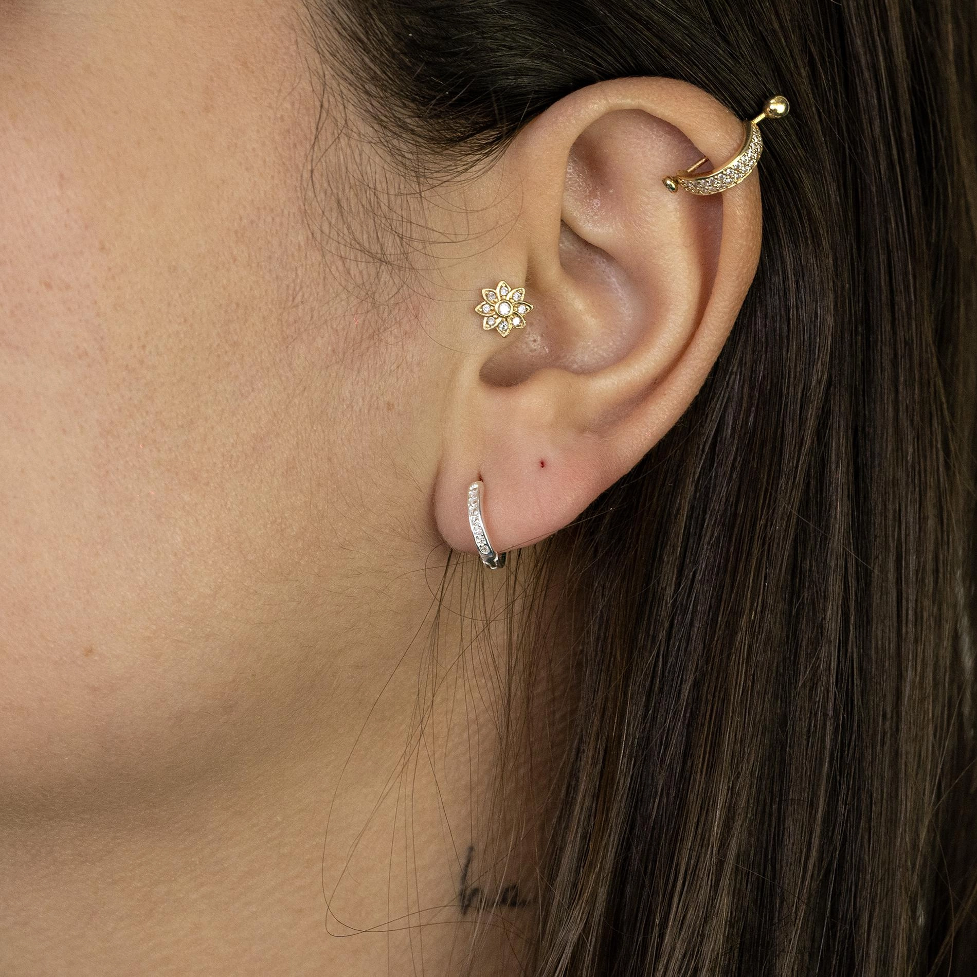 Brinco Prata 925 Argola 1.05cm C/Zircônias