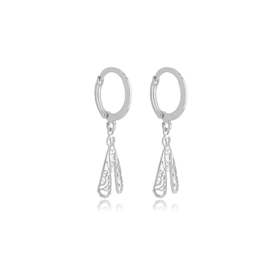 Brinco Prata 925 Argola com Nossa Senhora