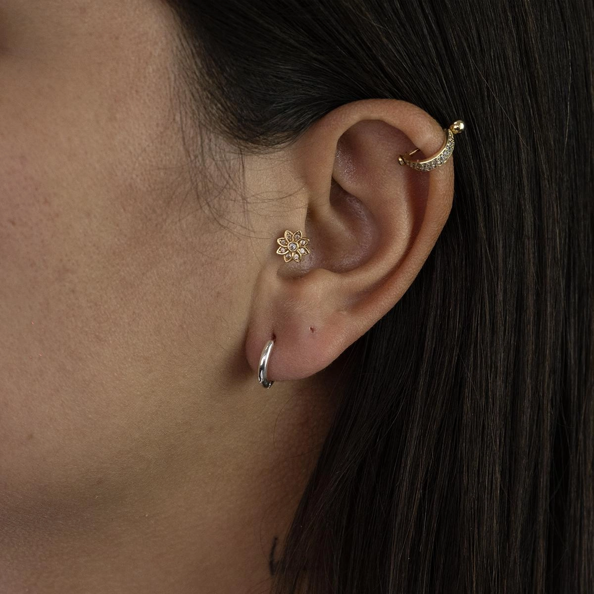 Brinco Prata 925 Argola Lisa Trava 1.10cm