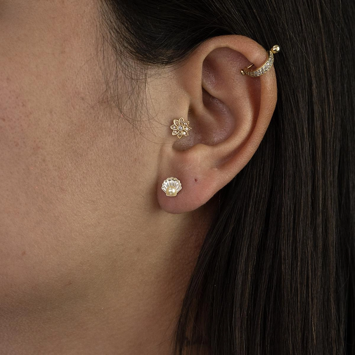 Brinco Prata 925 Infantil Concha Pérola