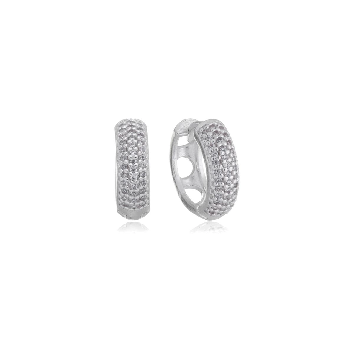 Brinco Prata Argola 15.50mm C/Zircônias Prata 925