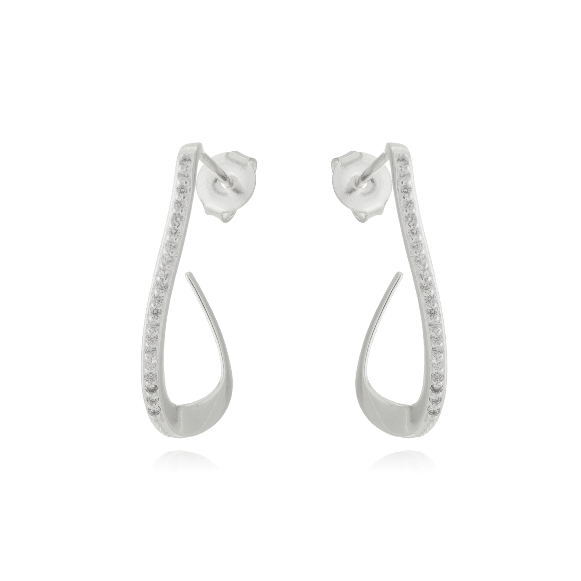 Brinco Prata Argola 2.60cm C/Zircônias Prata 925