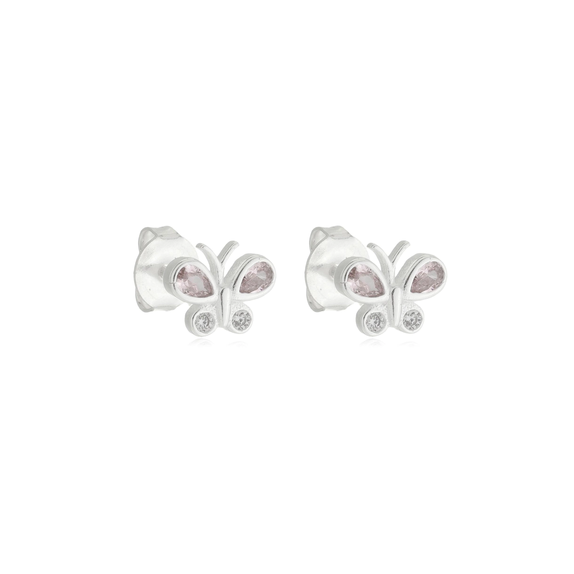 Brinco Prata Borboleta 6mm Prata 925
