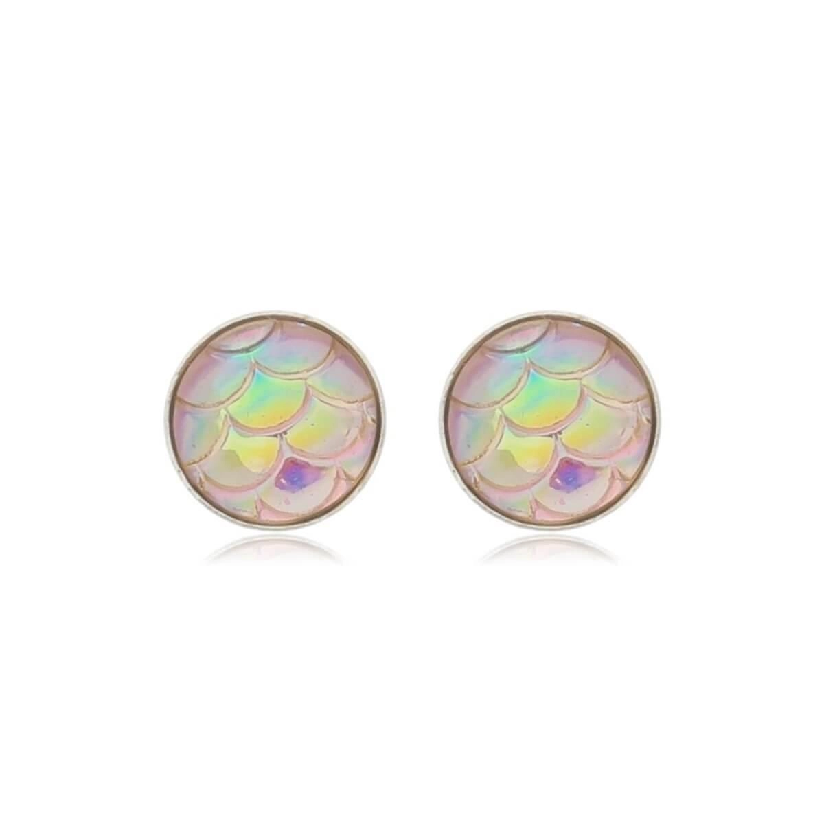 Brinco Prata Escama de Sereia Furta Cor 6mm Prata 925 BL576A