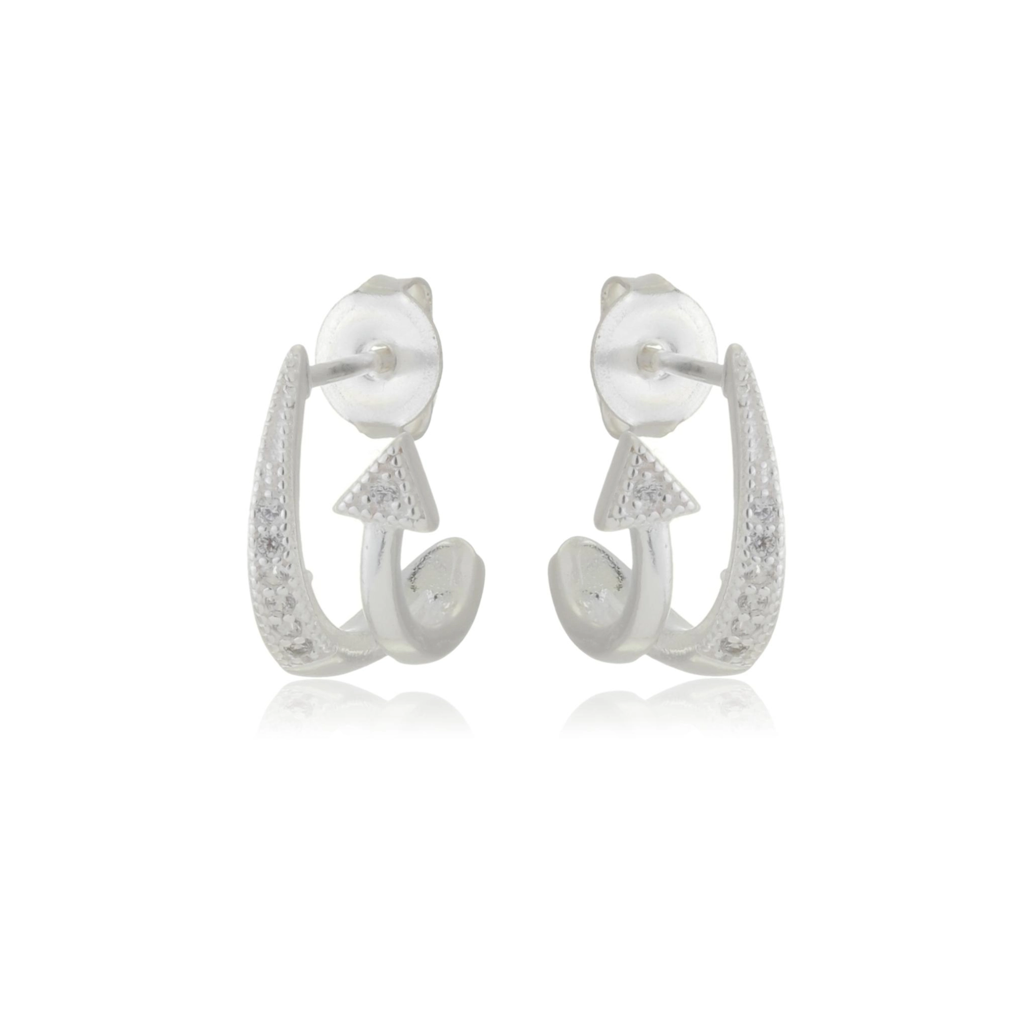 Brinco Prata Flecha C/Zircônias Prata 925