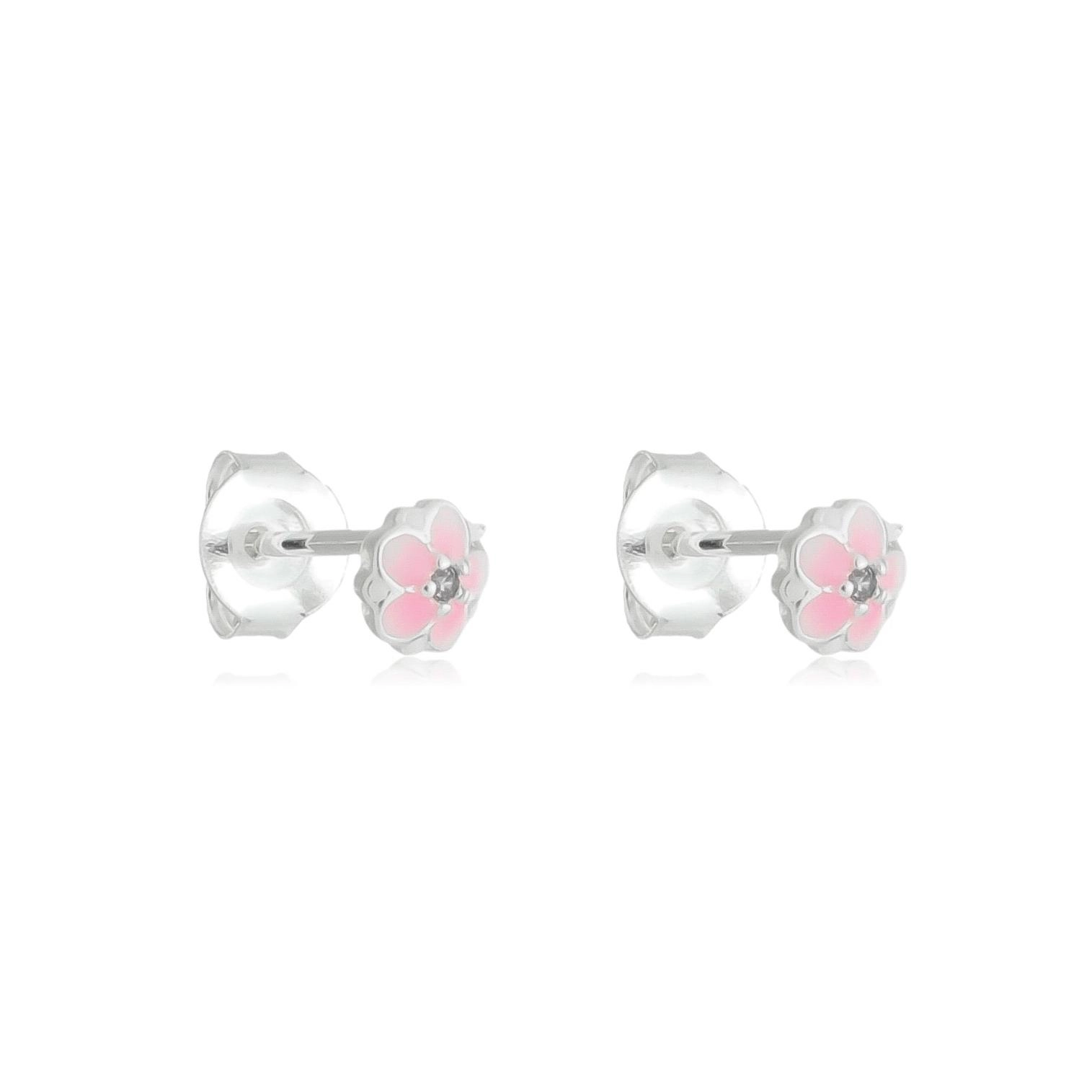 Brinco Prata Flor Rosa 4.50mm Prata 925