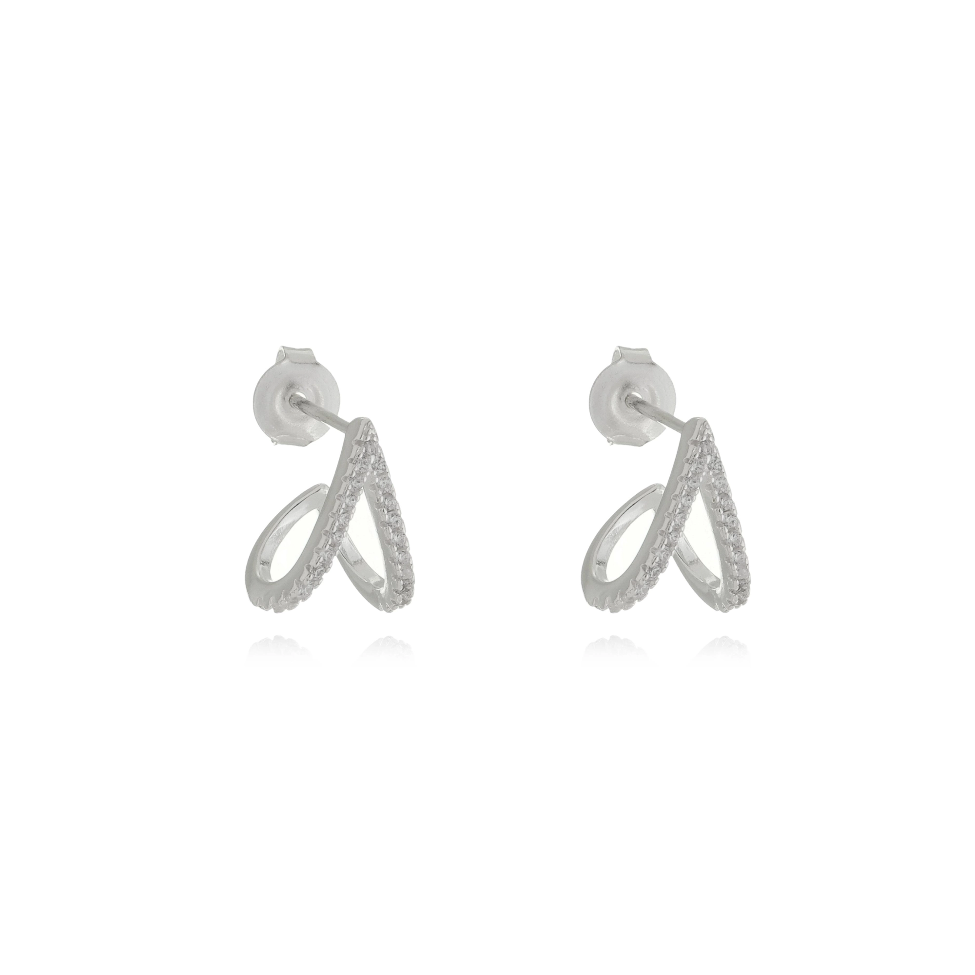 Brinco Prata Gota 1.15cm C/Zircônias Prata 925