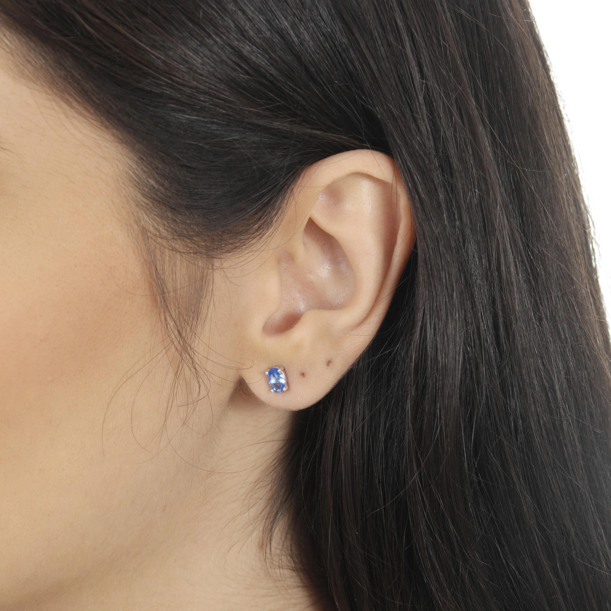 Brinco Prata Gota Pendurada E Solitário Azul Prata 925