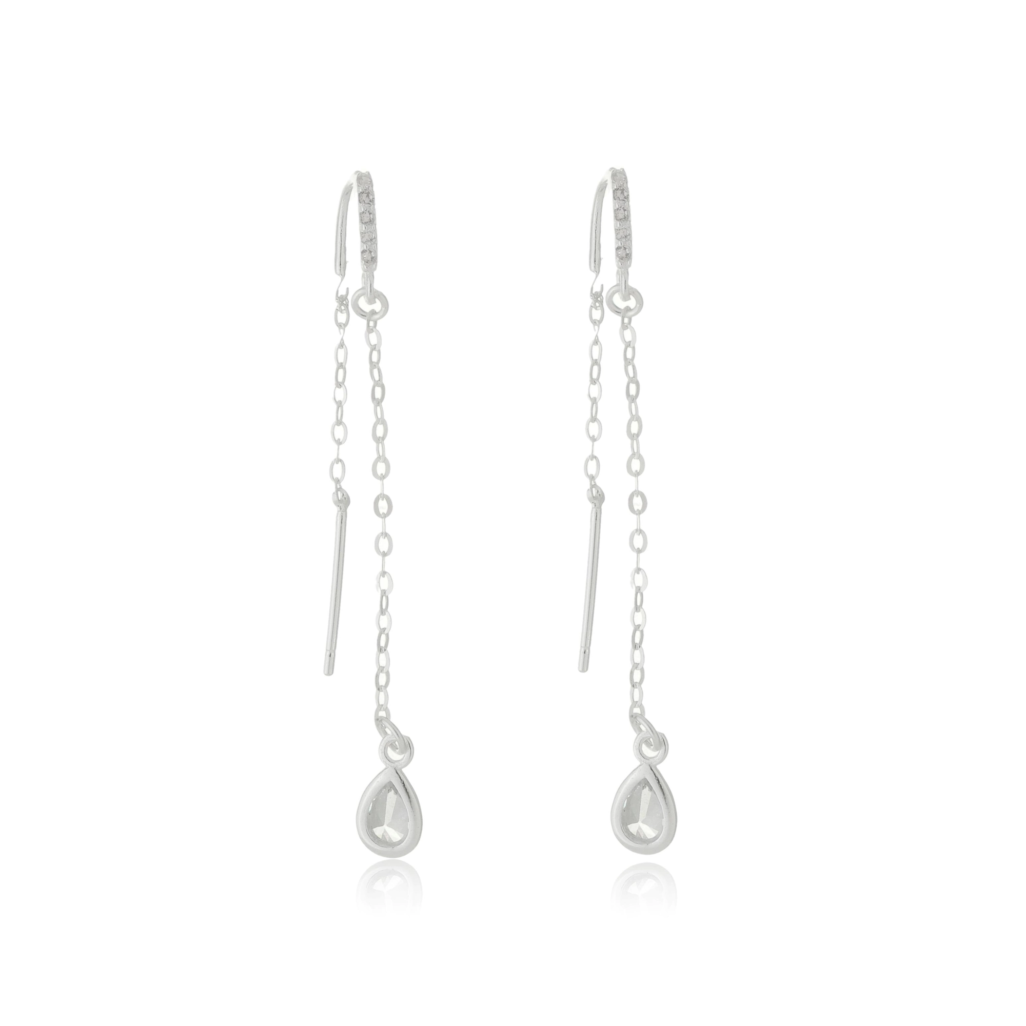 Brinco Prata Gota Pendurada Prata 925