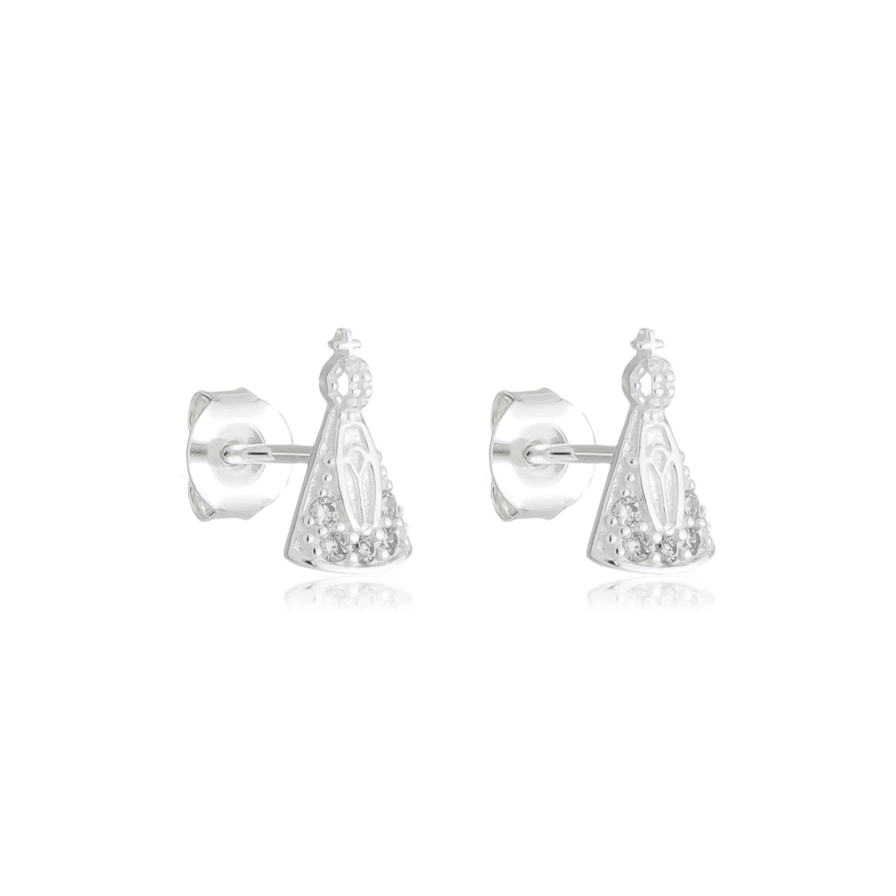 Brinco Prata Nossa Senhora 9.6mm Prata 925