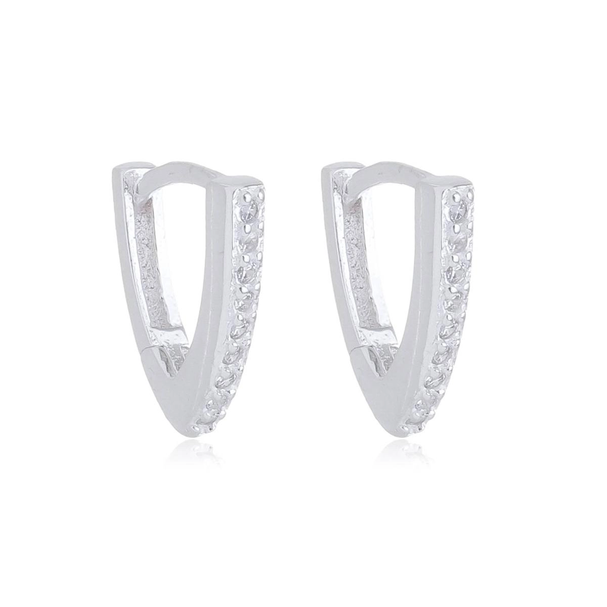 Brinco Prata Triângulo C/Zircônias 1.00cm Prata 925