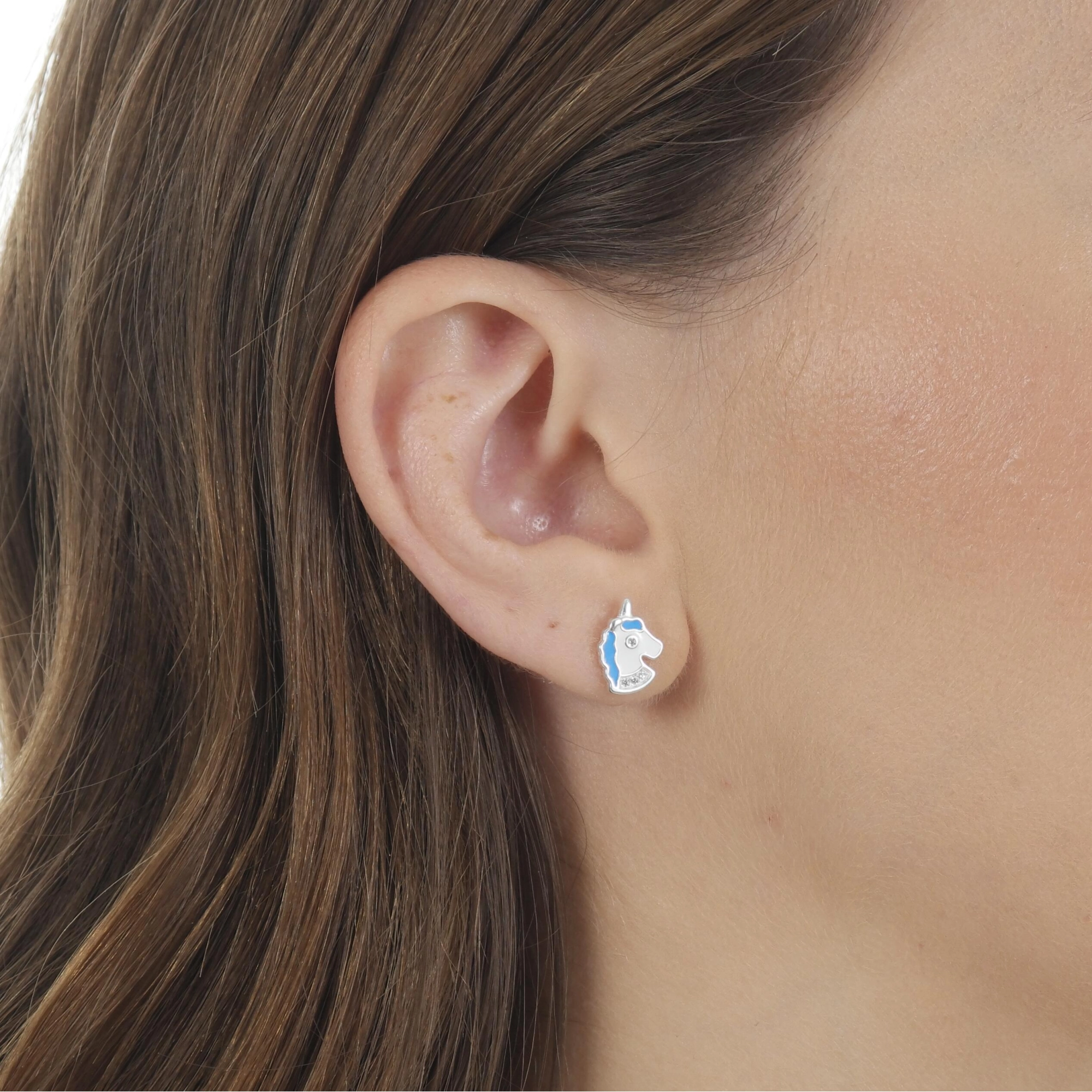 Brinco Prata Unicórnio Diversas Cores Prata 925