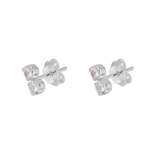 Brinco Prata Zircônia Dupla 3mm Prata 925