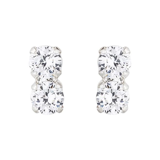 Brinco Prata Zircônia Dupla 3mm Prata 925