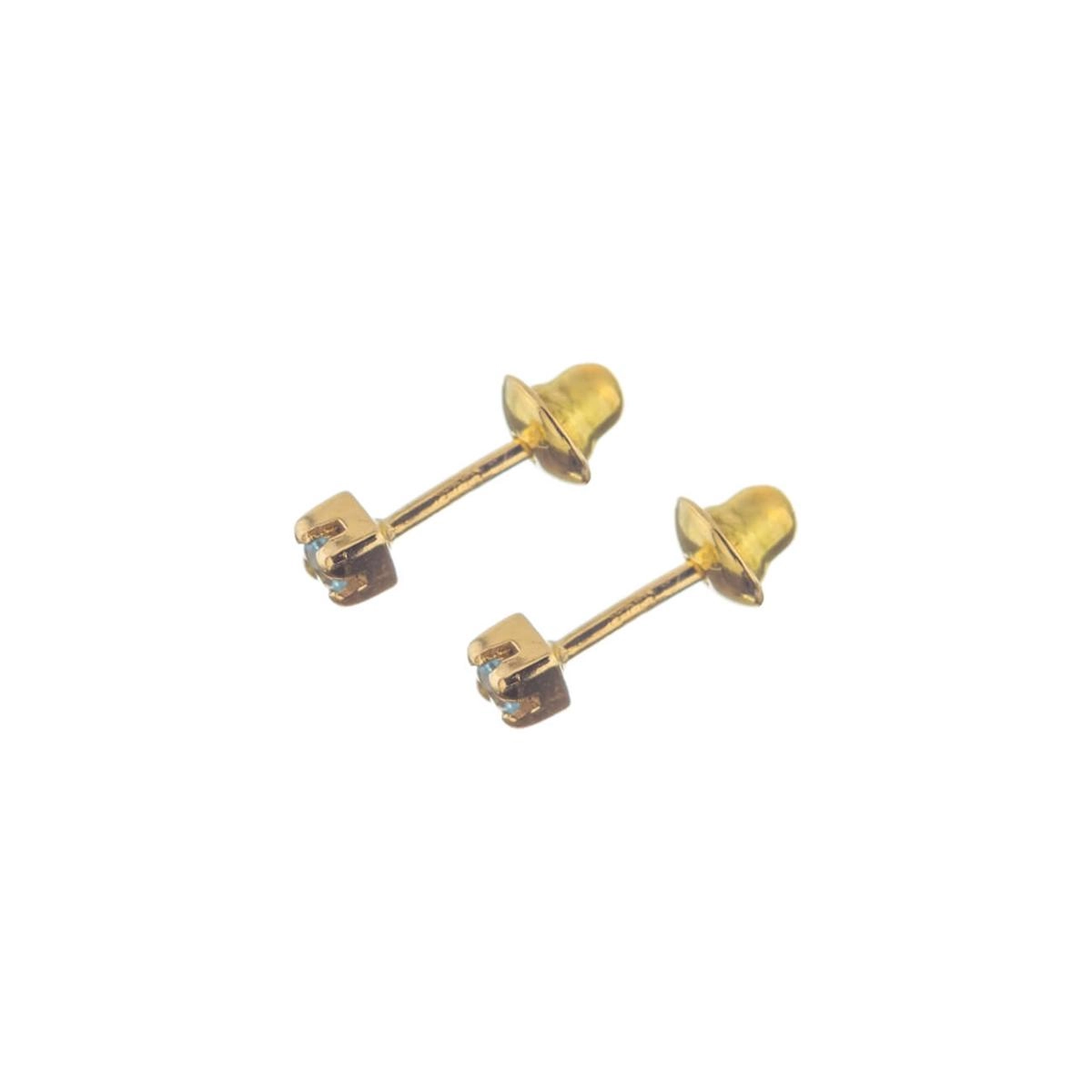 Brincos Ouro 18k Água Marinha Pedra Natural 0.40 grama