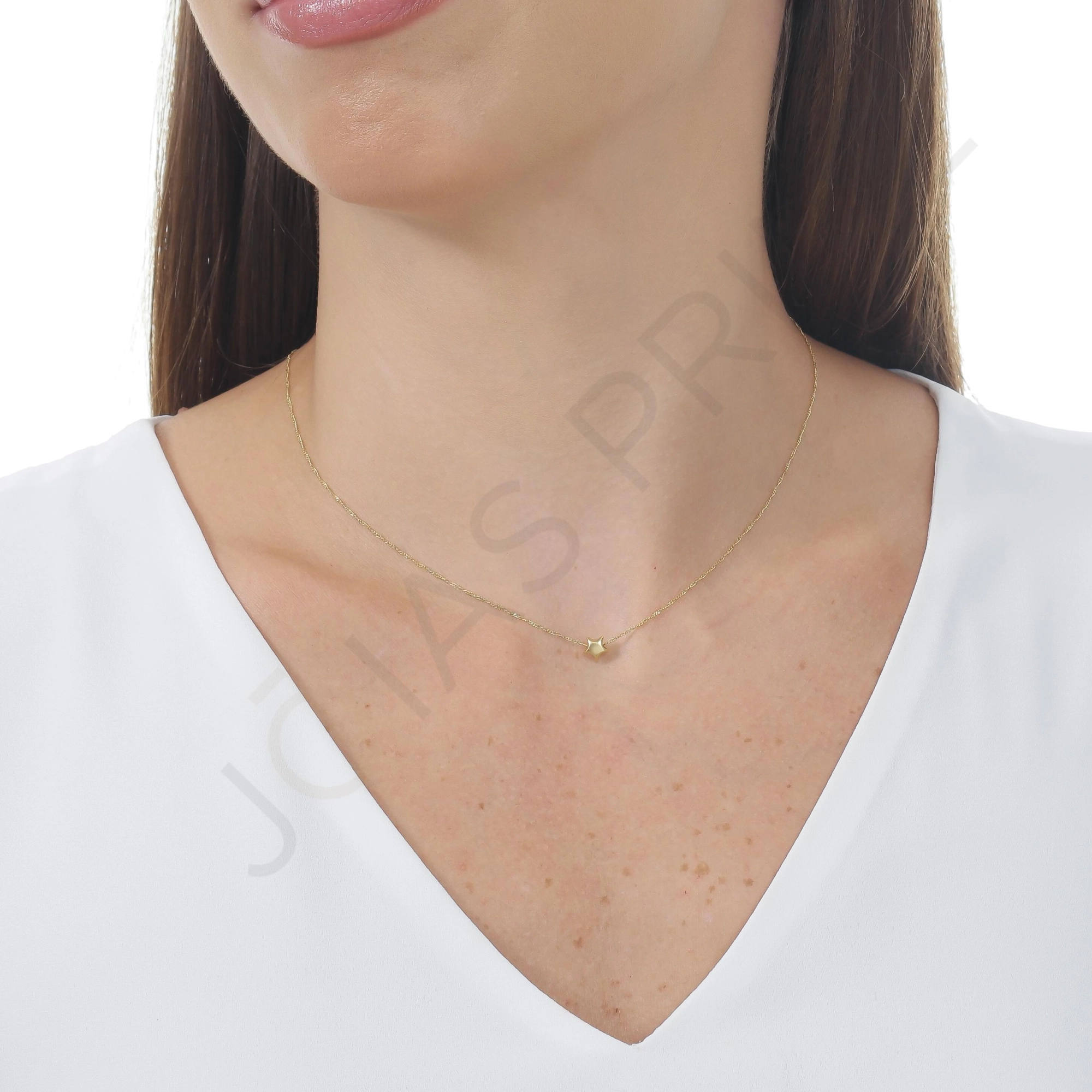 Colar Ouro 18k 40cm Estrela Lisa
