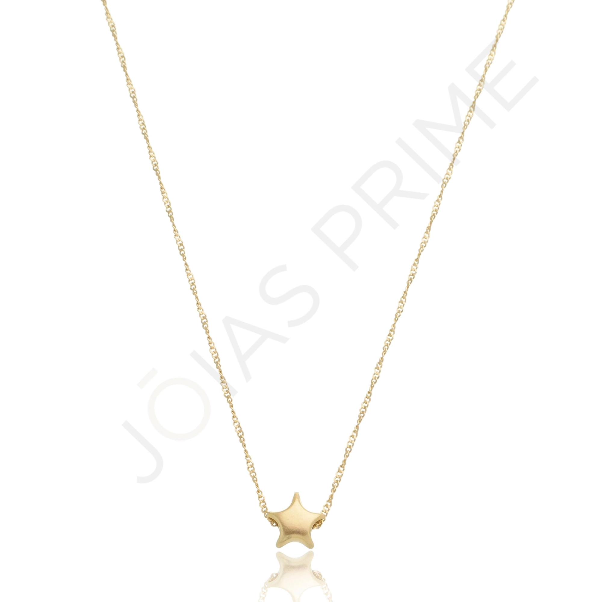 Colar Ouro 18k 40cm Estrela Lisa