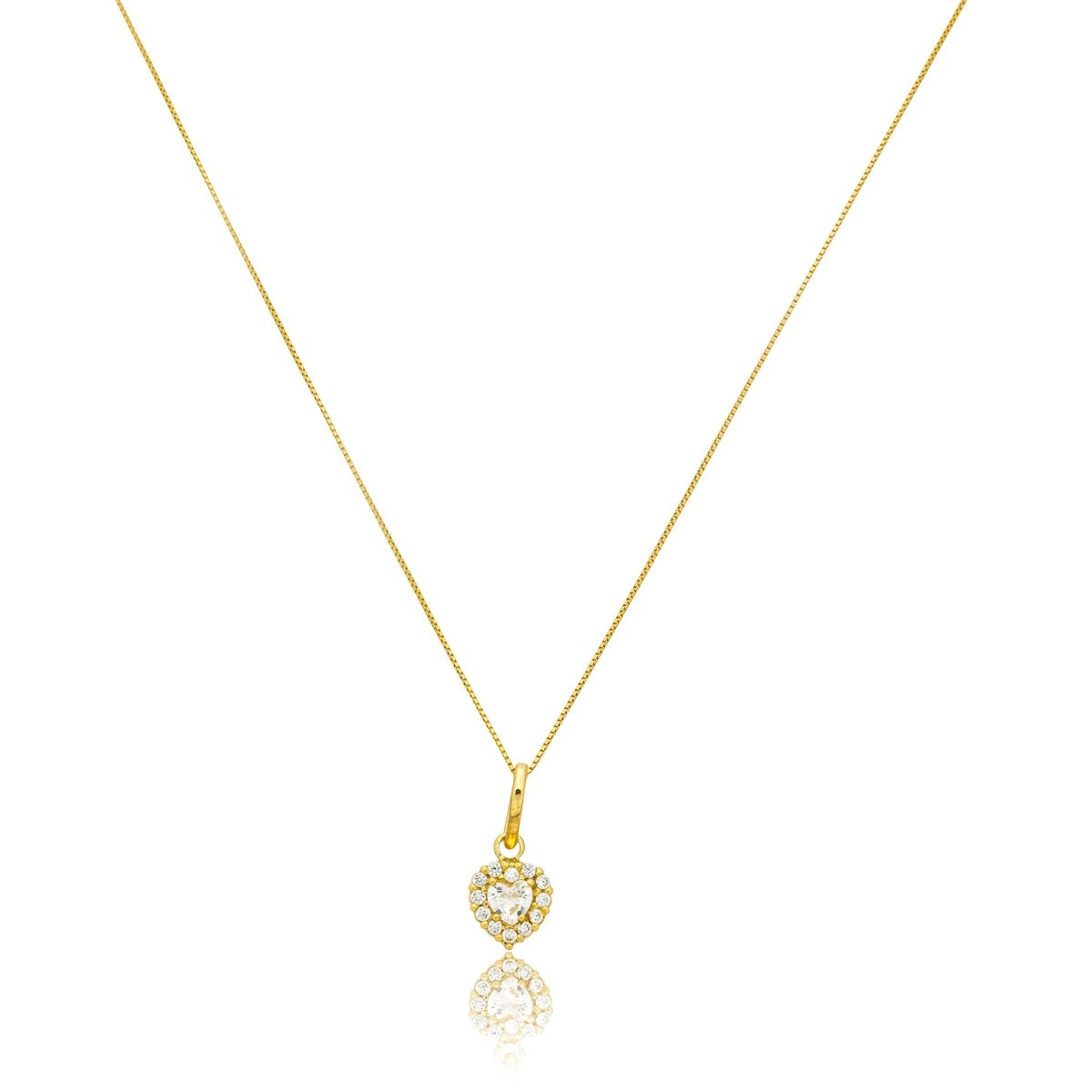 Colar Ouro 18k Coração Veneziana 45cm
