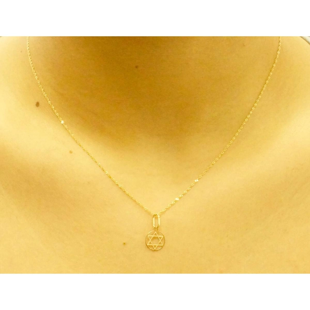 Colar Ouro 18k Feminino Estrela Davi 45cm 1.10 gramas