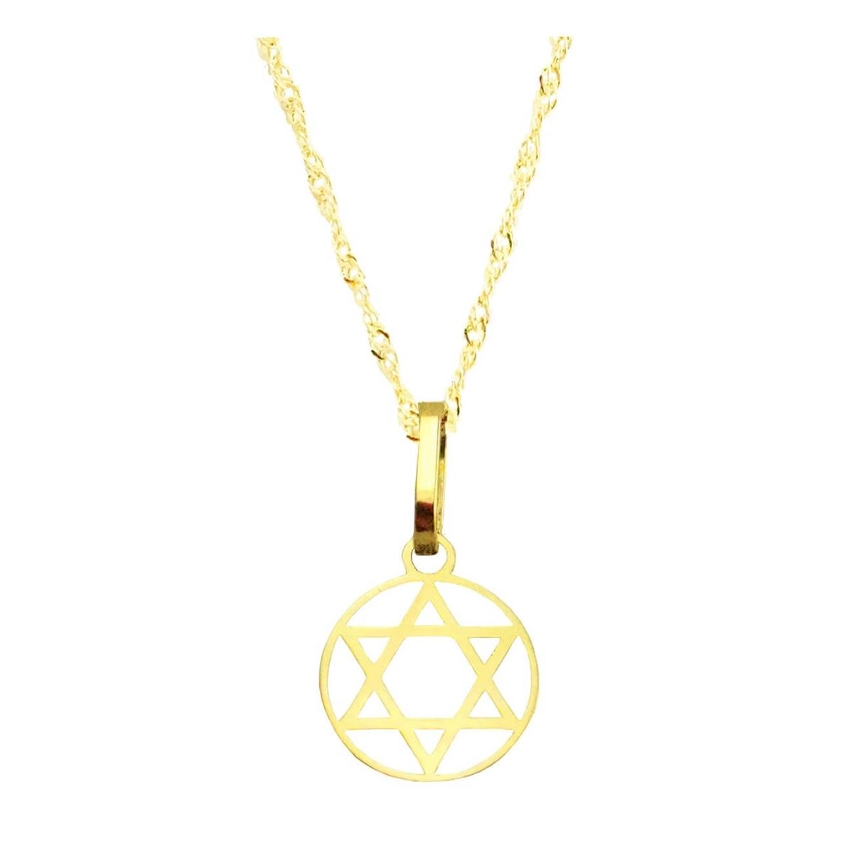 Colar Ouro 18k Feminino Estrela Davi 45cm 1.10 gramas