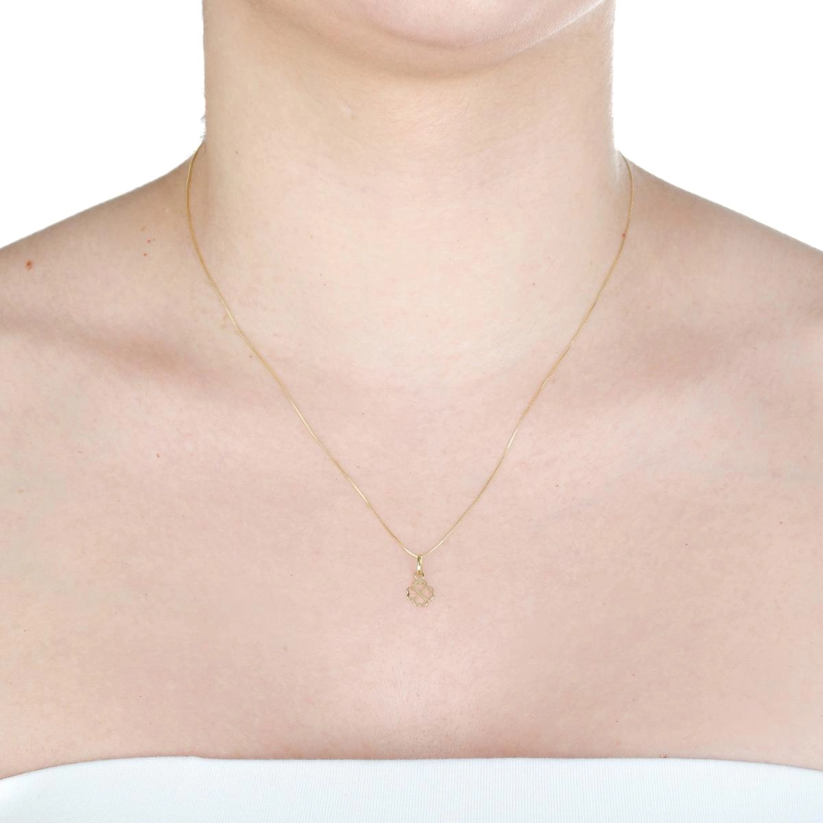 Colar Ouro 18k Trevo Veneziana 45cm