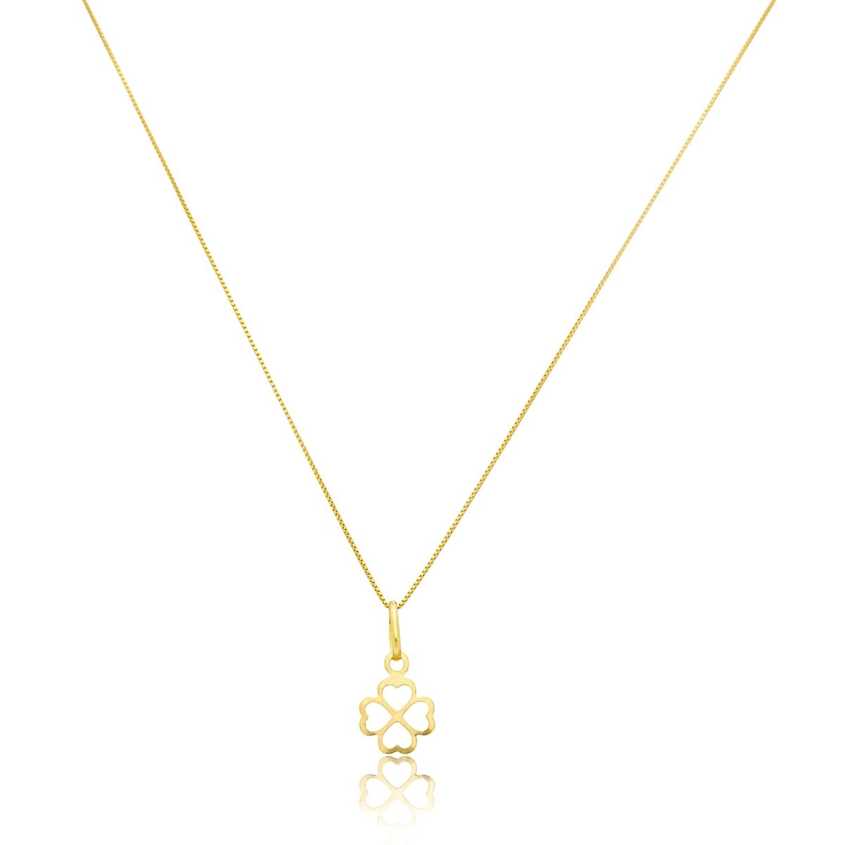 Colar Ouro 18k Trevo Veneziana 45cm