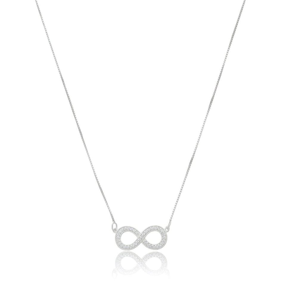 Colar Prata 925 Infinito 45cm C/Zircônias