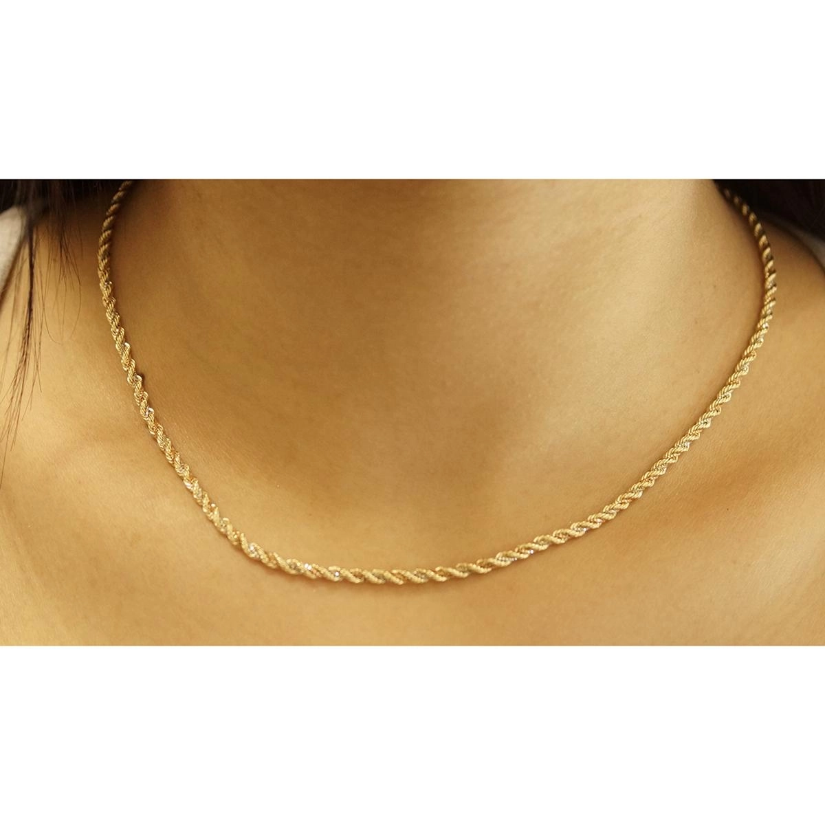 Corrente Ouro 18k Corda Laser 3 Cores 45cm 6.70 gramas