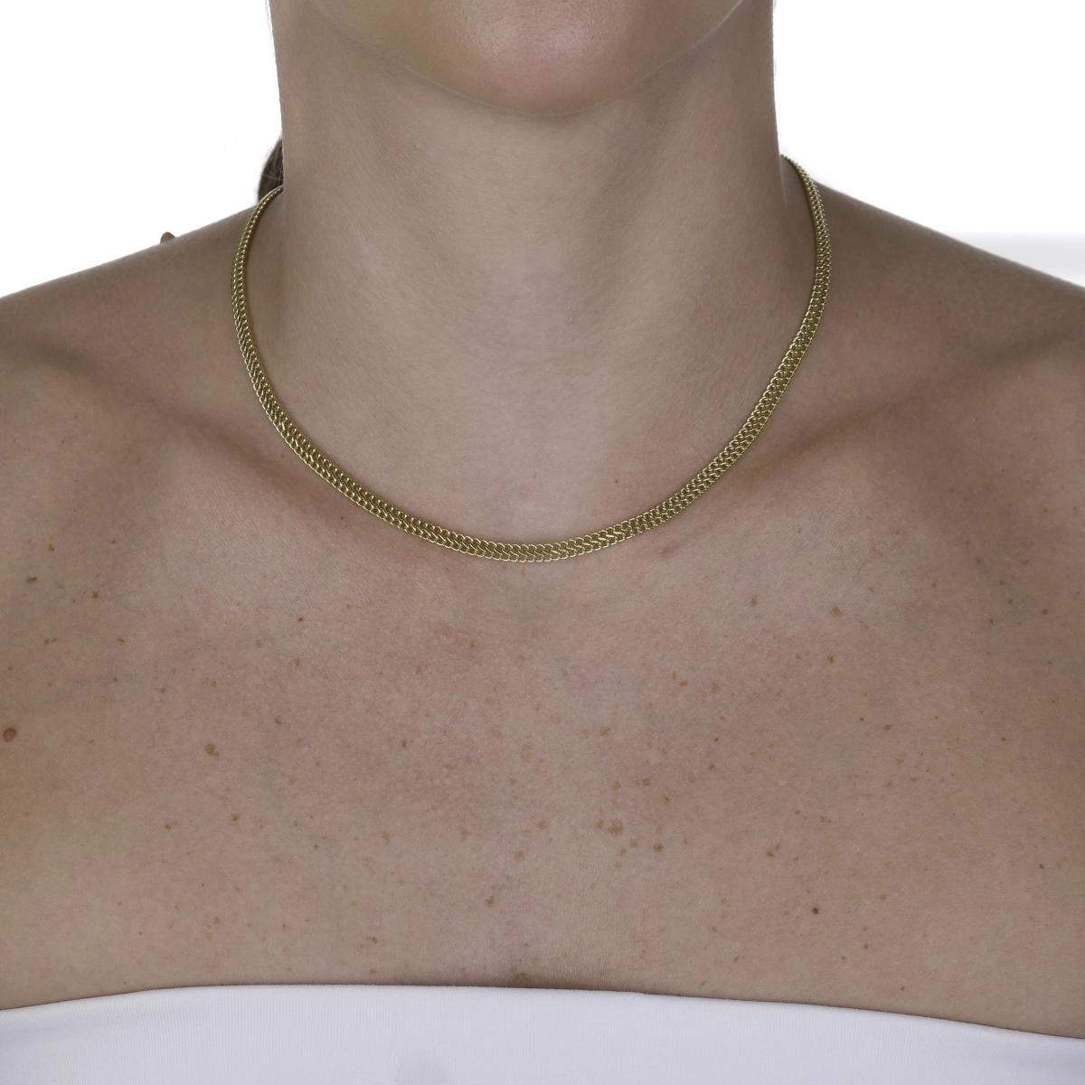 Corrente Ouro 18k Lacraia 45cm 3.90mm