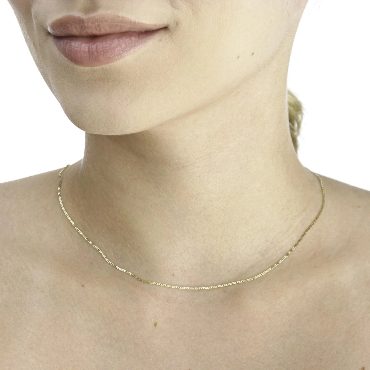 Corrente Ouro 18k Piastrine 40cm 1mm