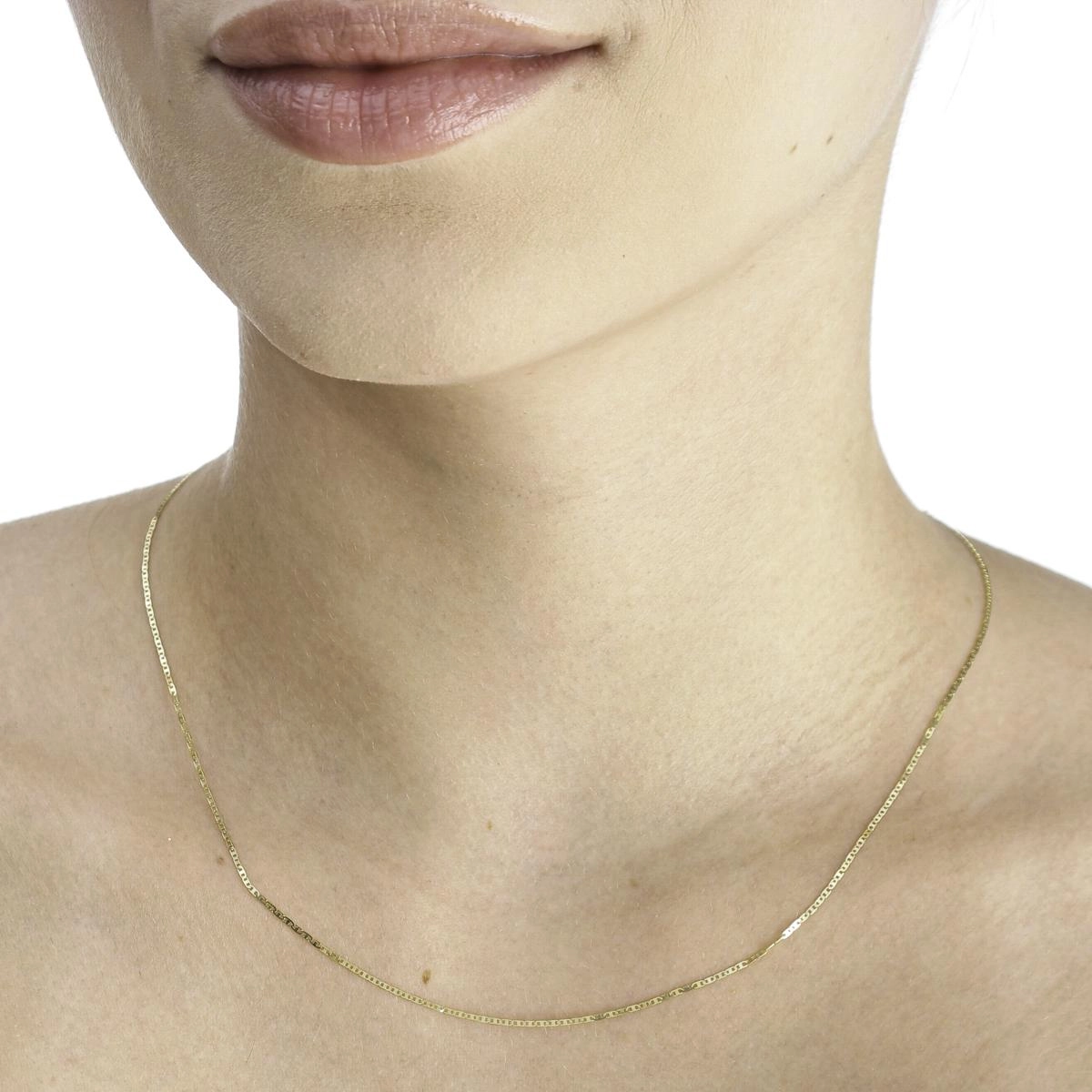 Corrente Ouro 18k Piastrine 45cm 1mm